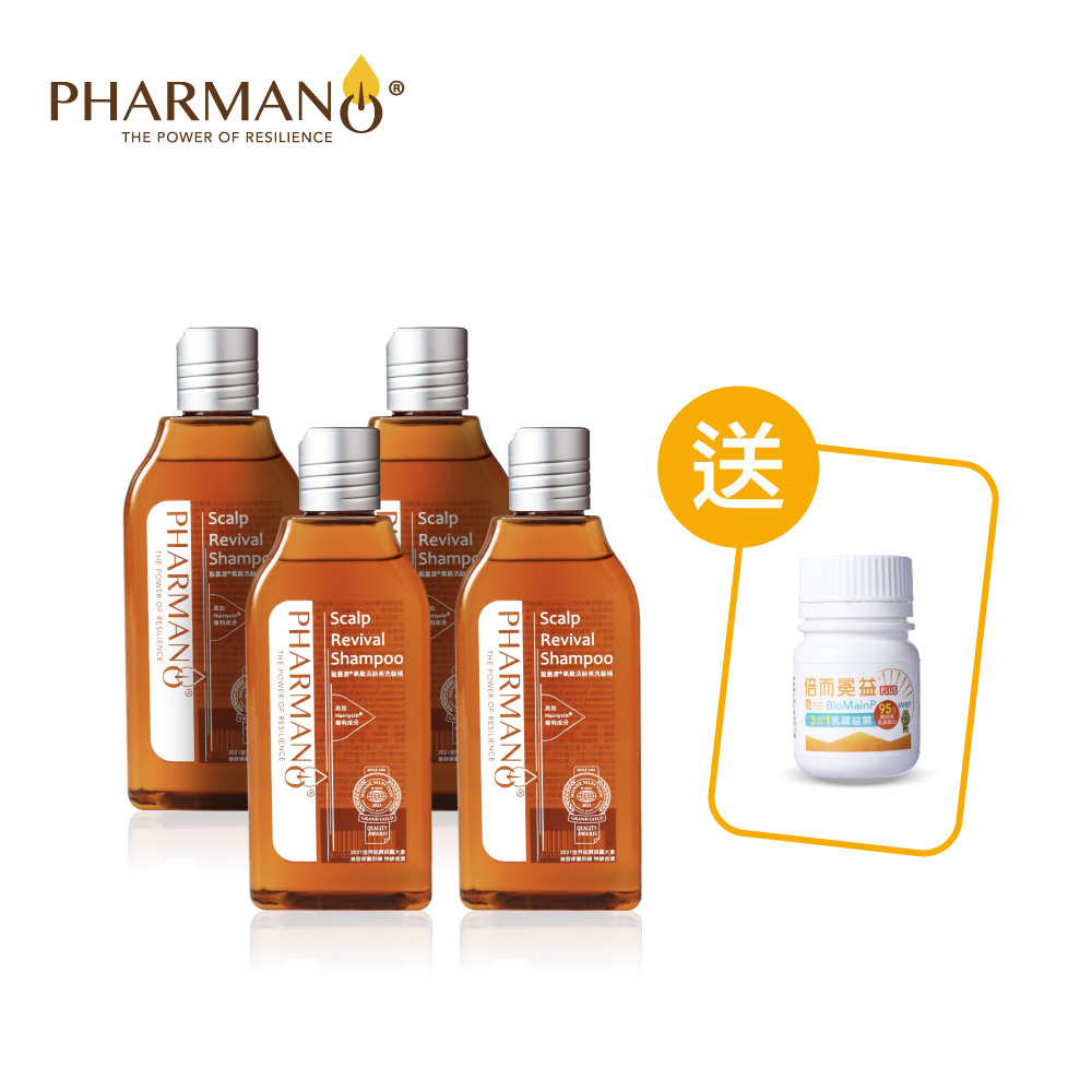 髮蔓濃 氧髮活齡素洗髮精(4入)  + (贈) 30粒倍而冕益(1入)(市價1400)