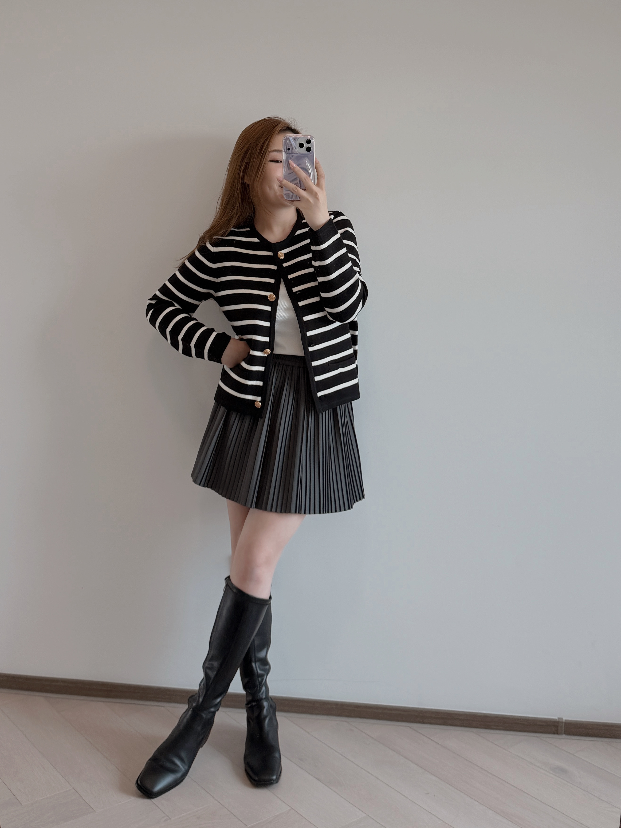 現貨 7376 免熨深灰百褶短裙