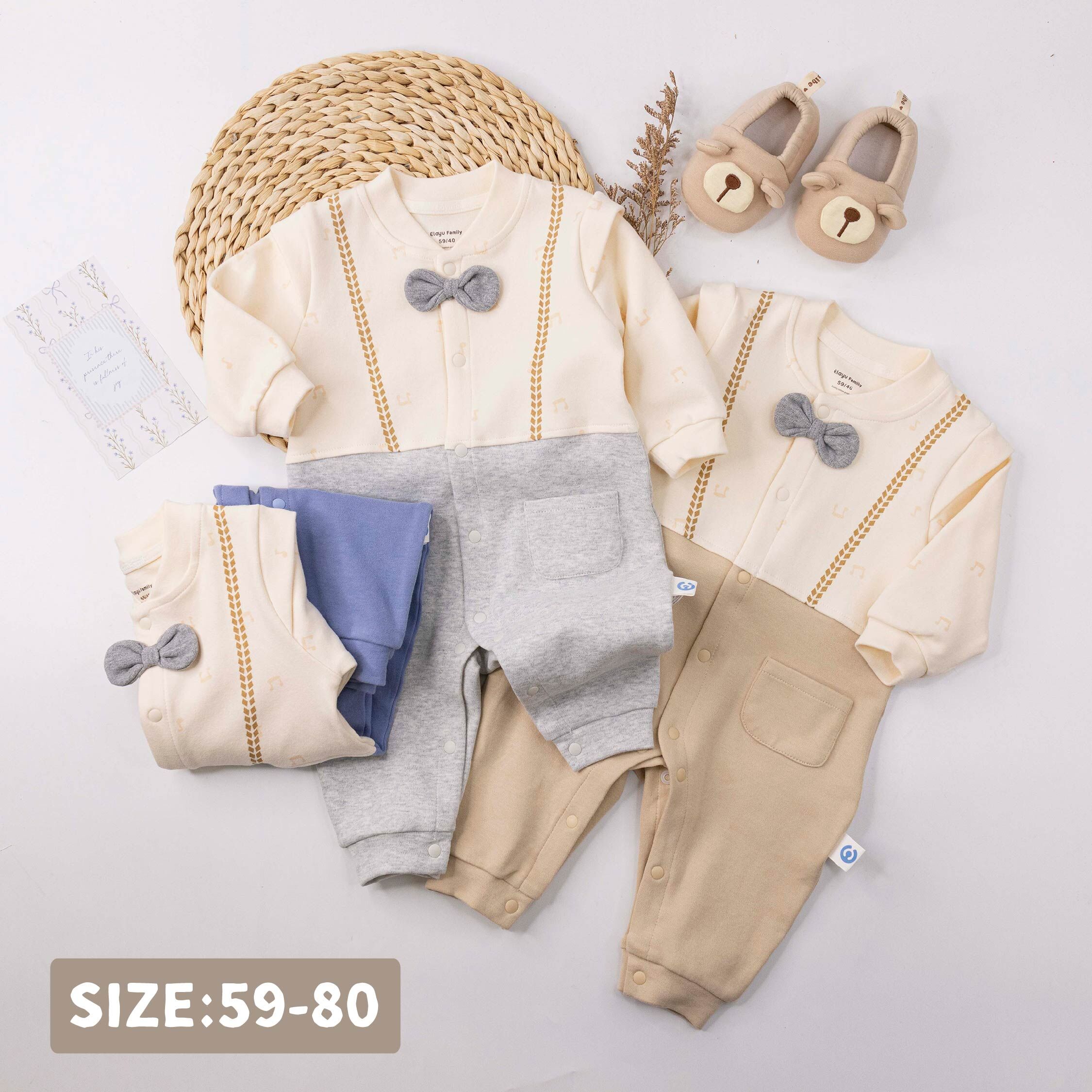 衣拉語【JG5210】立體領結音符印花連身衣＊三色