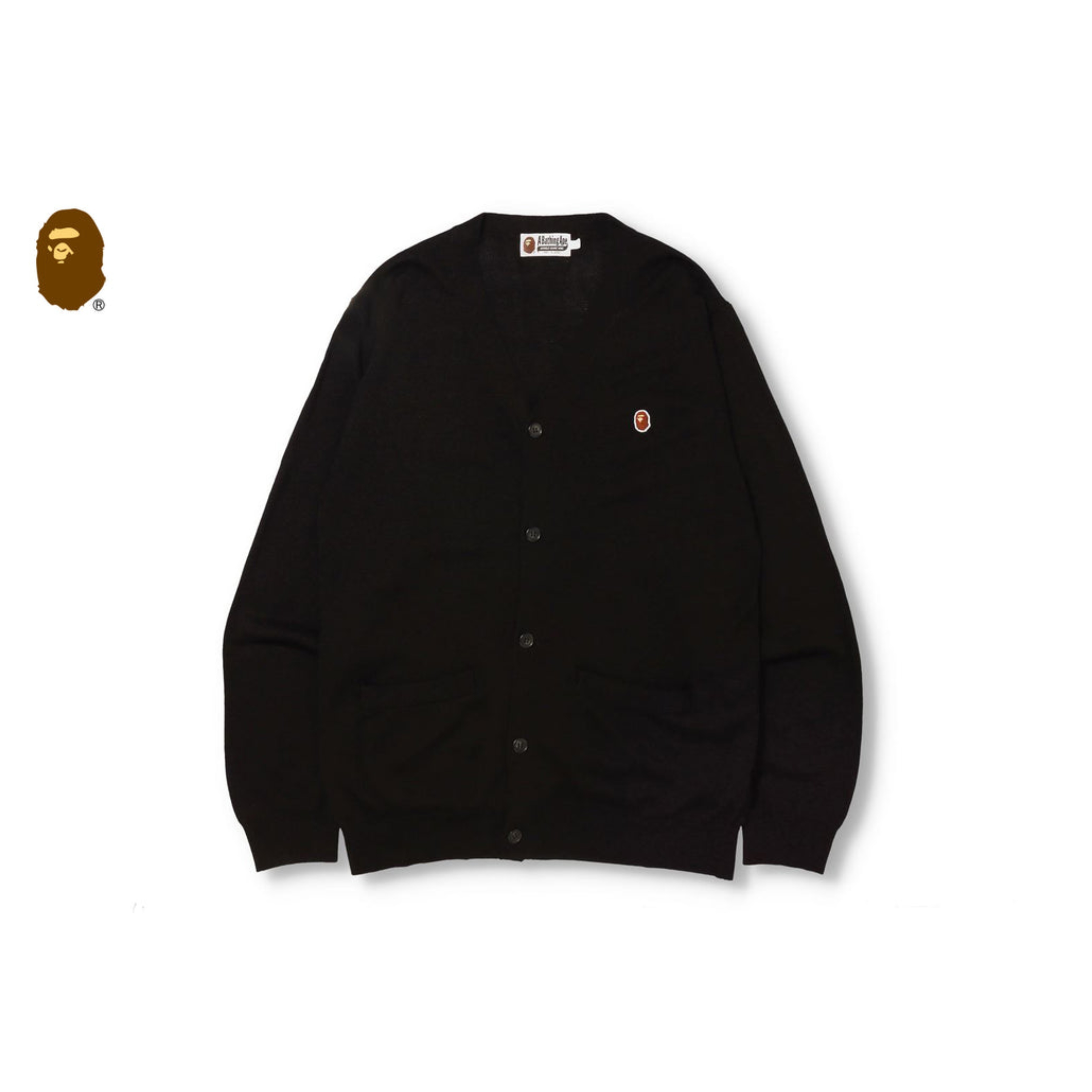 2025AW BAPE A BATHING APE HEAD ONE POINT CARDIGAN 刺繡 小頭 針織衫 外套 現貨 1H70-120-001