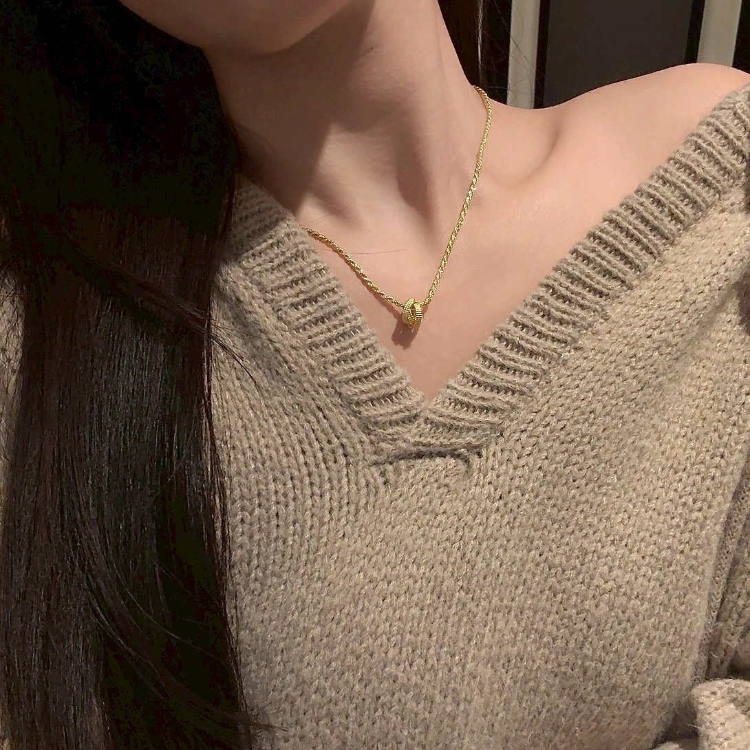 Gy”glow金環相扣密麻花項鍊