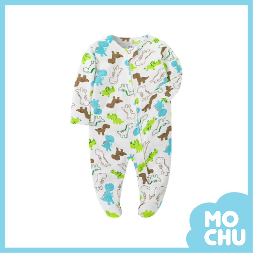 綠恐龍拉鍊包腳連身衣