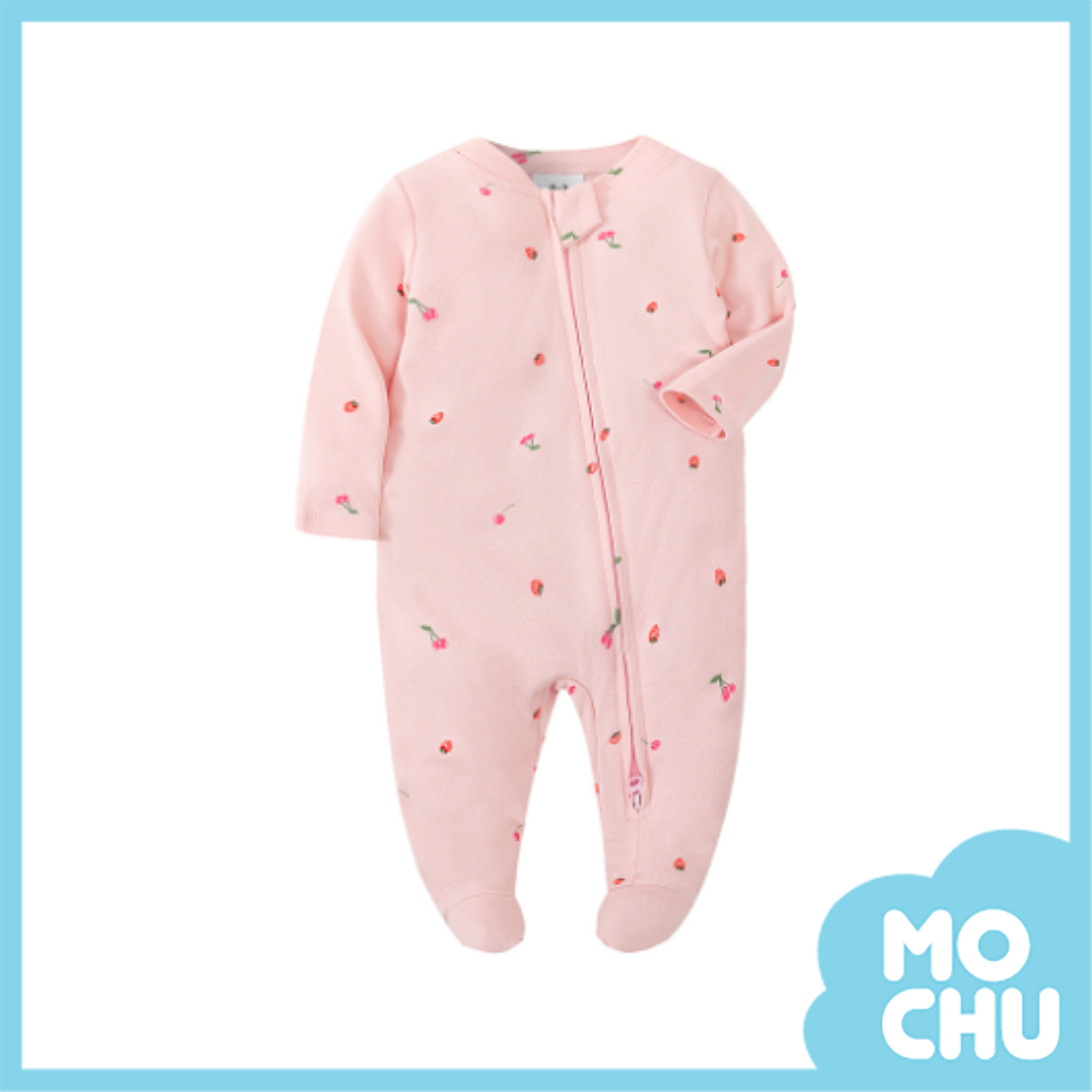 櫻桃草莓拉鍊包腳連身衣