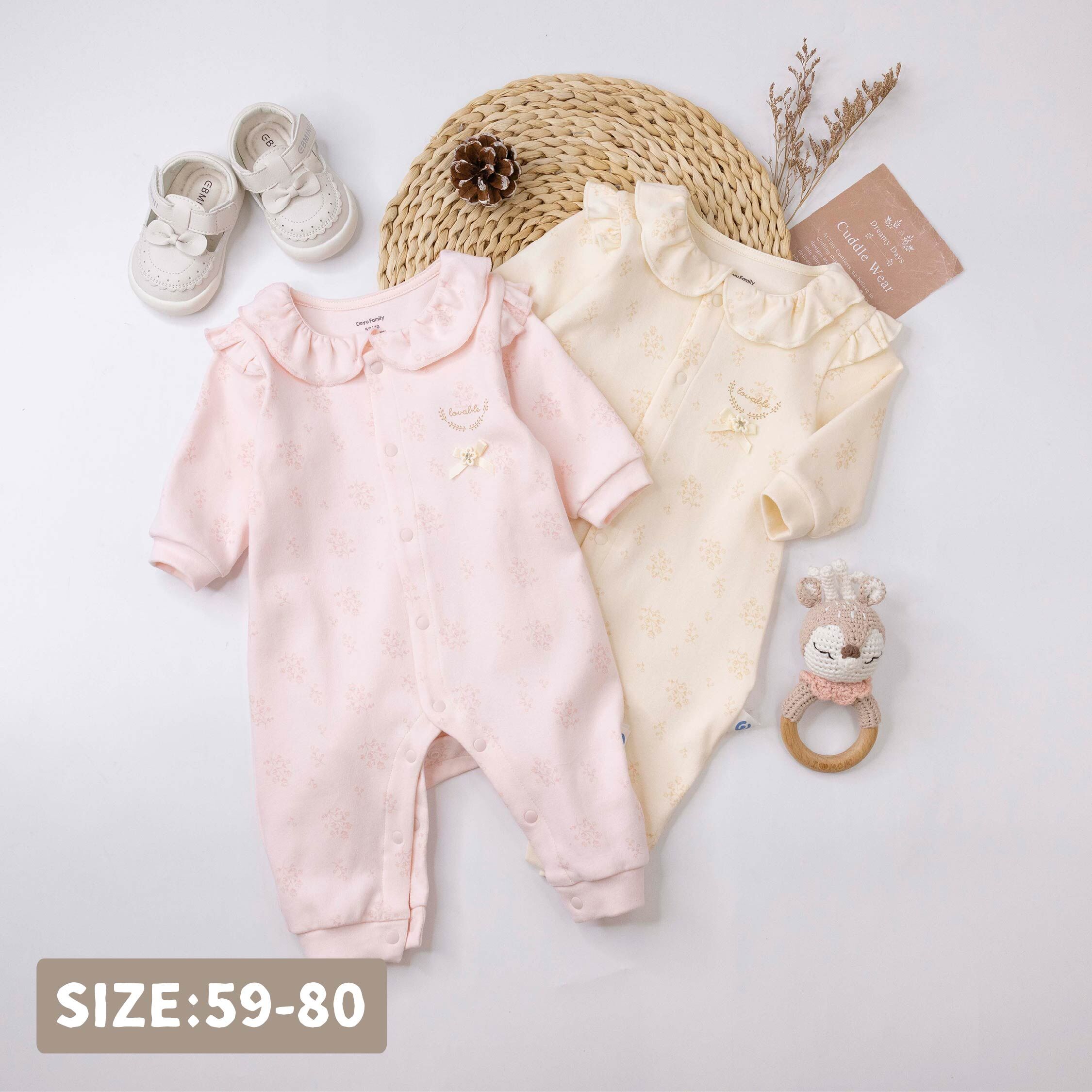 衣拉語【JG5212】優雅小花荷葉領設計連身衣＊二色