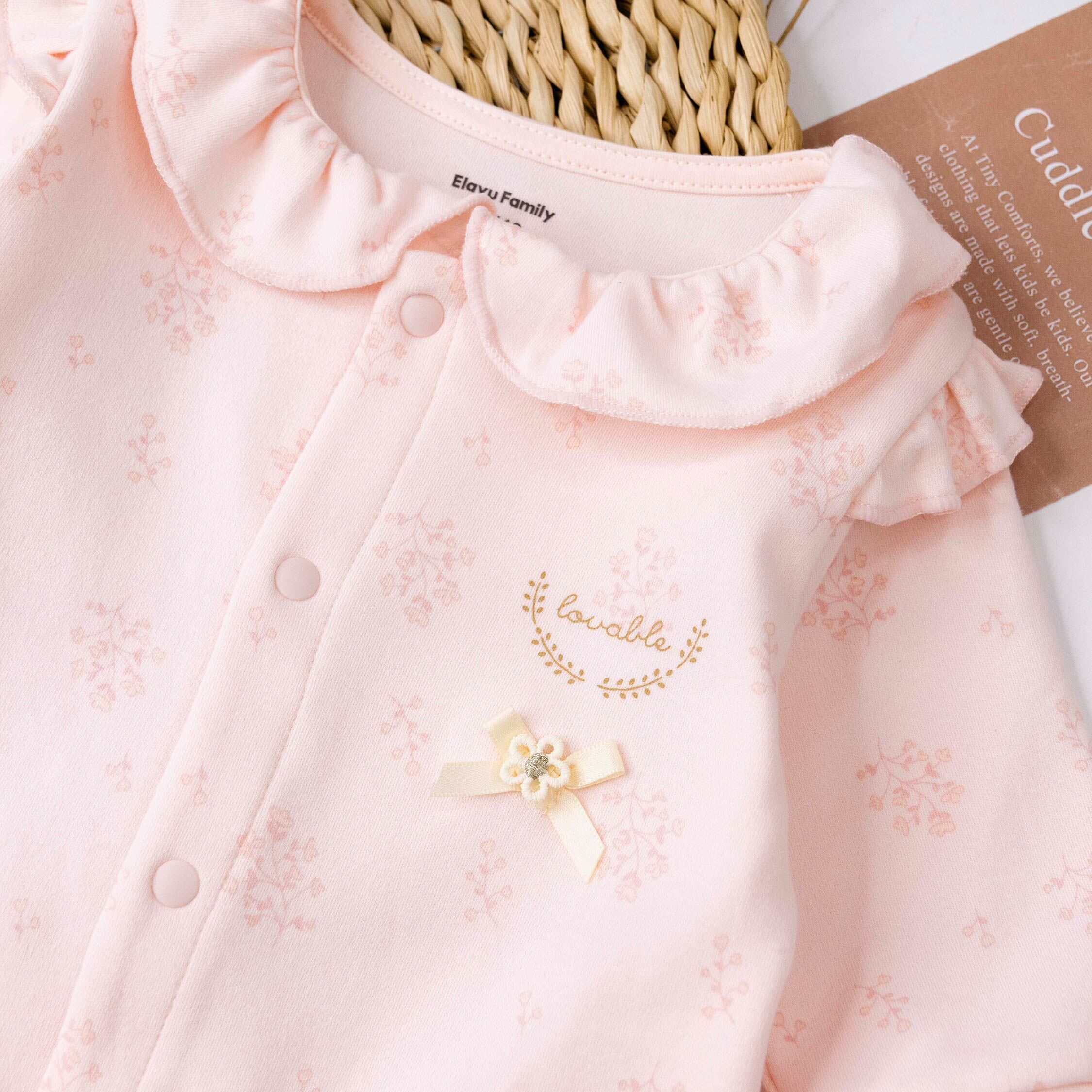 衣拉語【JG5212】優雅小花荷葉領設計連身衣＊二色