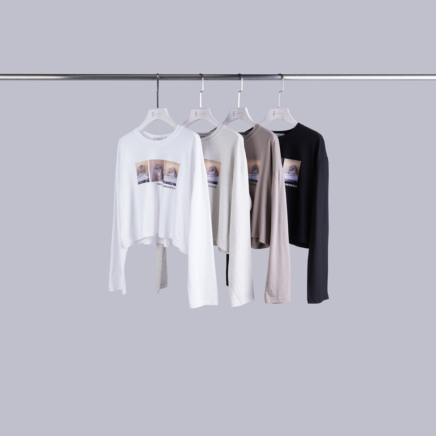 三格眼鏡貓貓短版圓領T | 4色