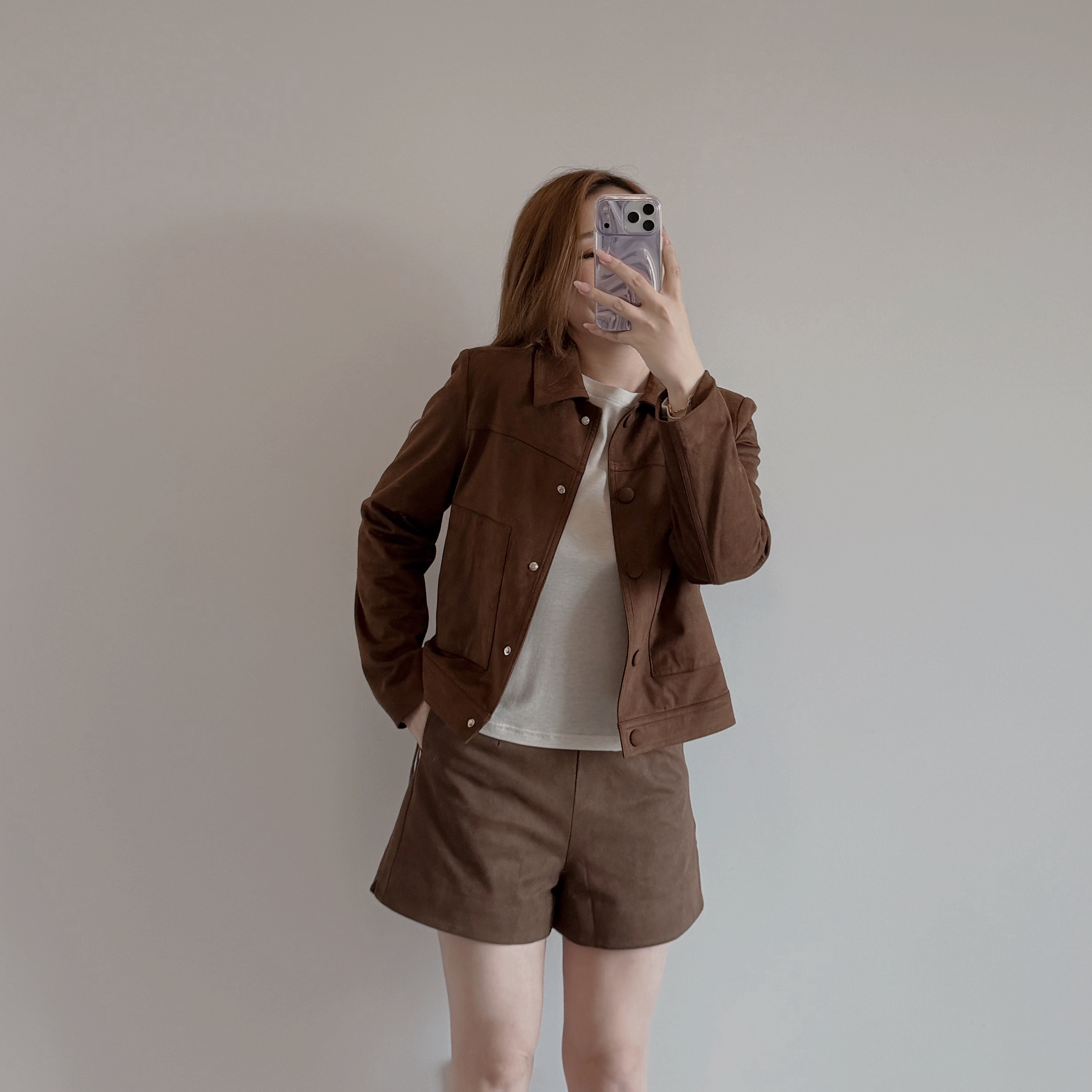 現貨 7338 深啡色軟絨短褲