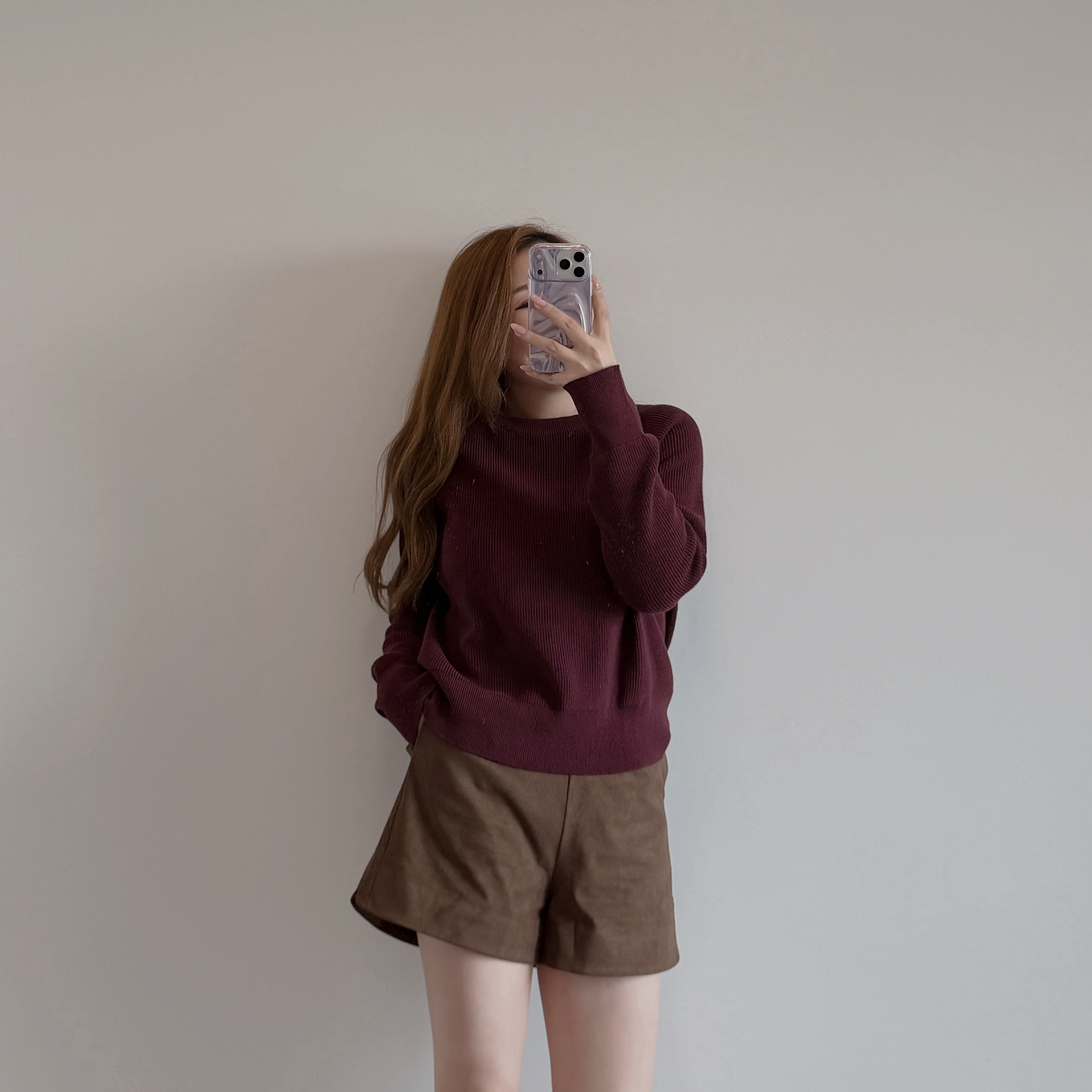 預訂/現貨 7356 英倫紅圓領短版線衫