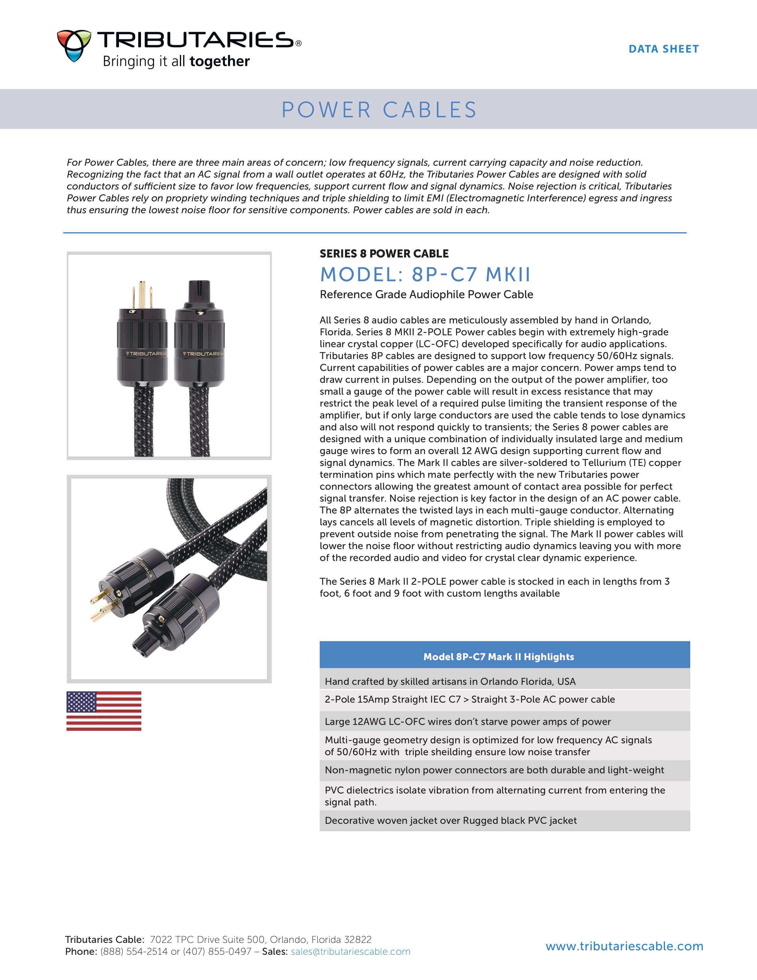 Tributaries 8P-C7 MKII C7/US Power Cable Sales Sheet 2