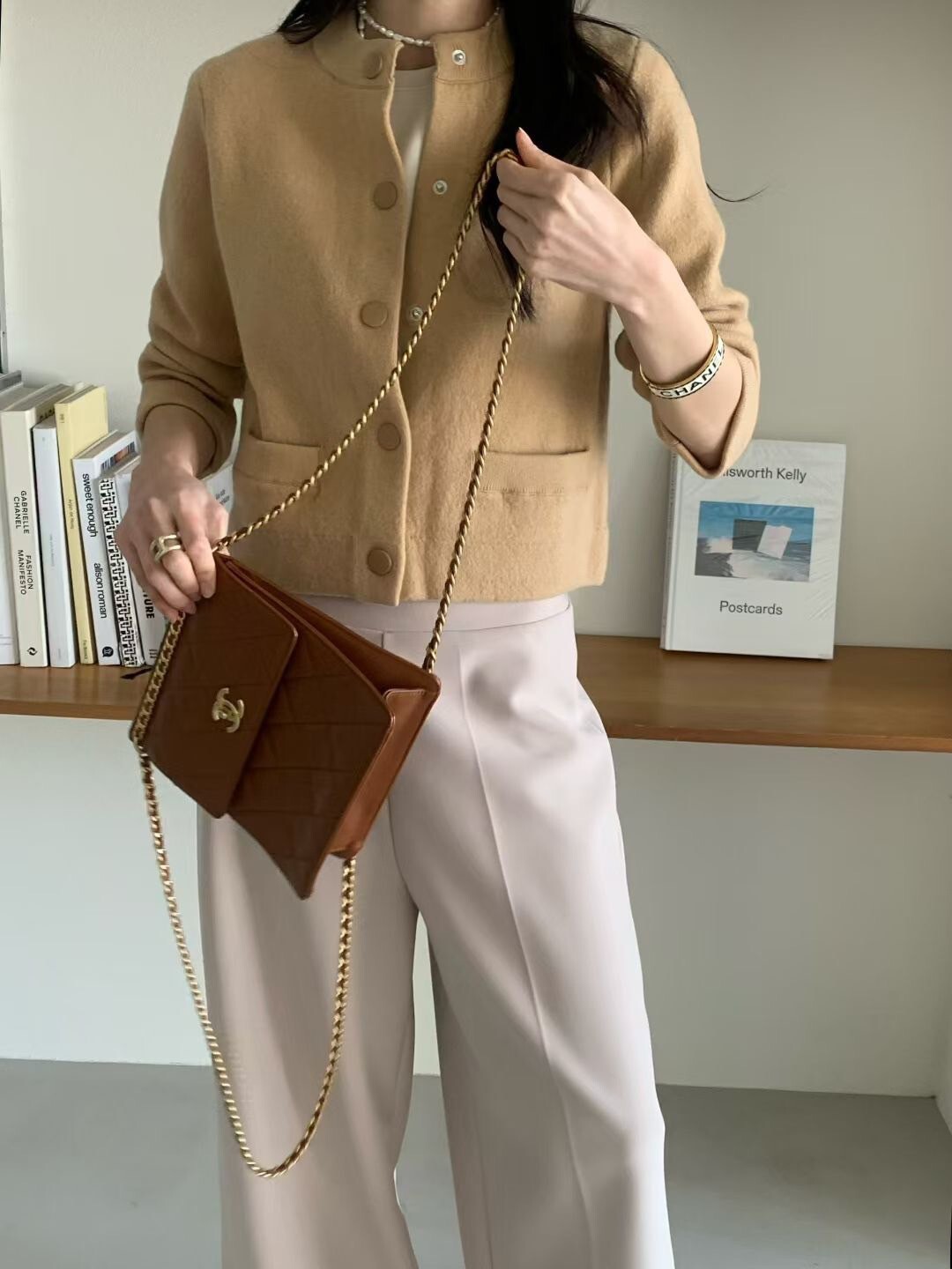 同色系排釦圓領雙口袋七分袖外套 / 3色