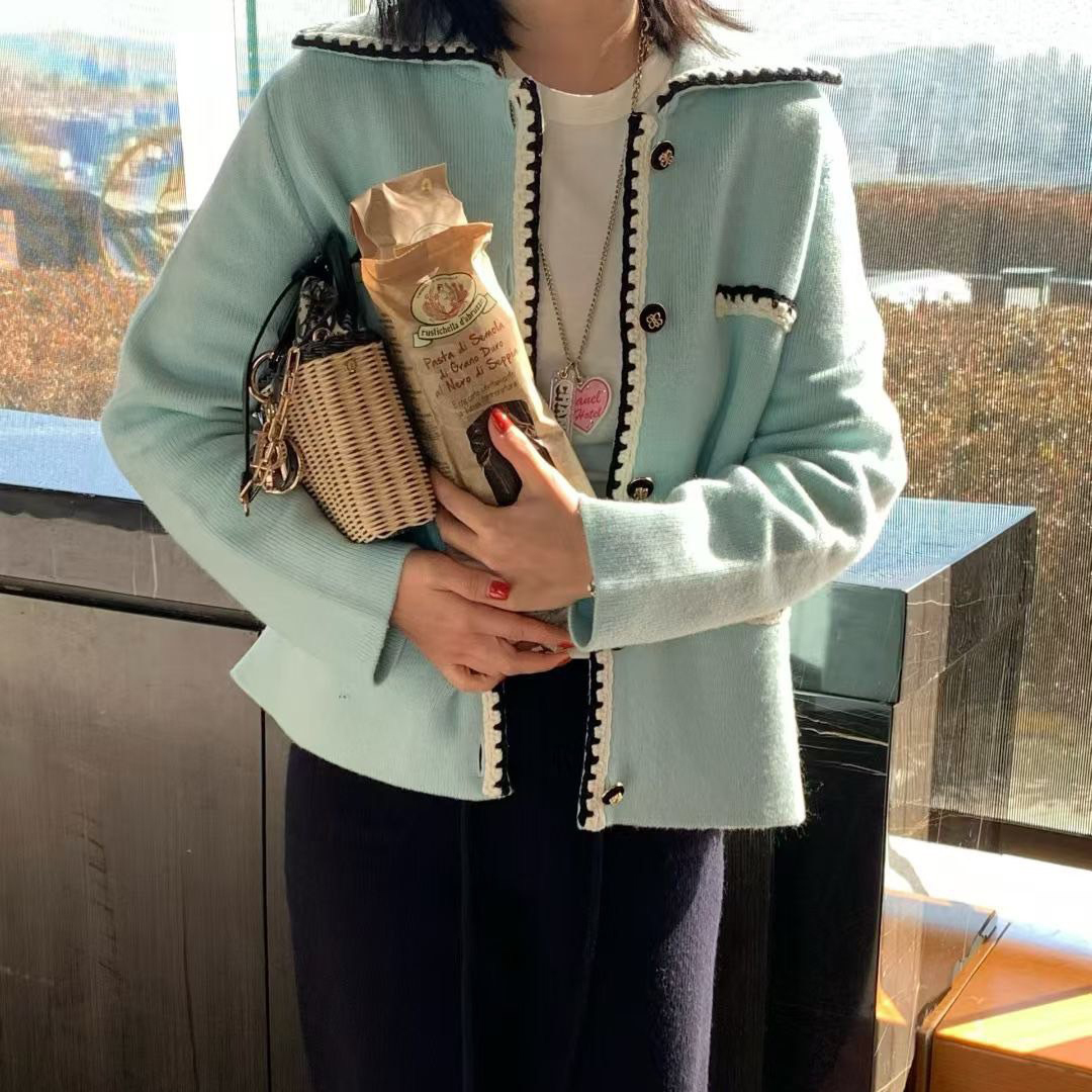 配色鋸齒滾邊雙口袋造型翻領排釦外套 / 3色