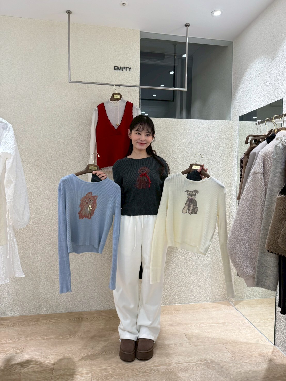 EP5412 直紋狗狗圓領上衣 *特價* (優惠碼同充值購物金不適用)