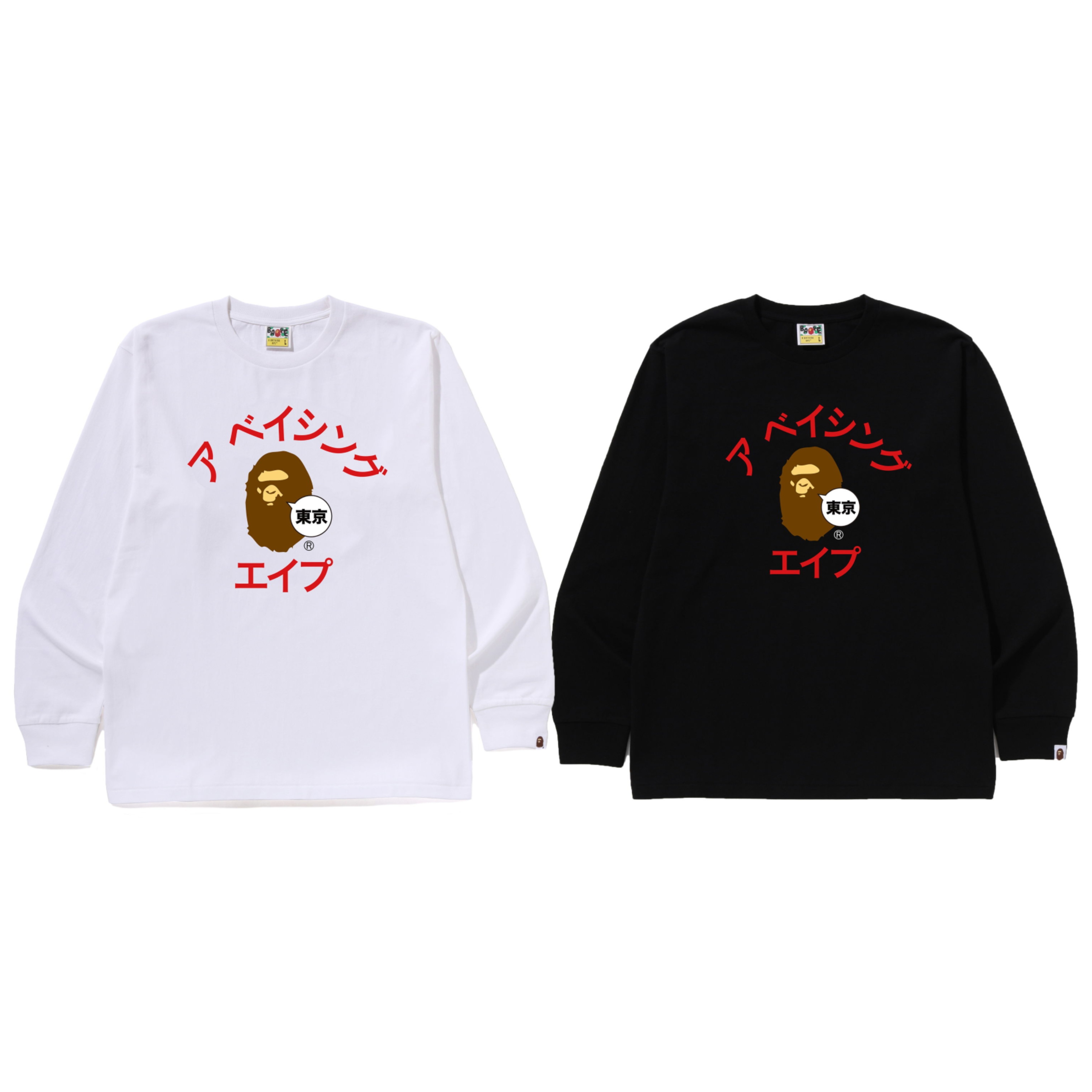 トップス A Bathing Ape long sleeve t shirt japan 2026SS BAPE A BATHING APE TOKYO KATAKANA COLLEGE L/S TE