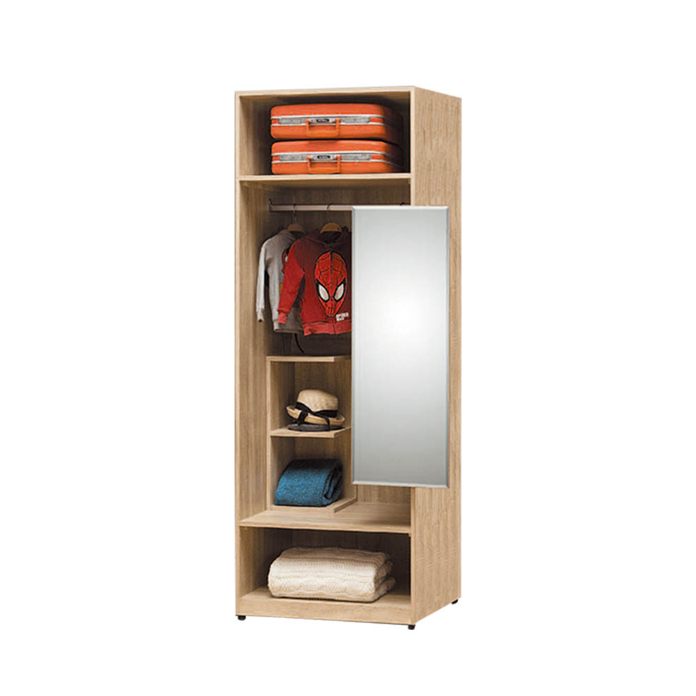 柏蒂家居-席拉2.5尺開放式附鏡衣櫃