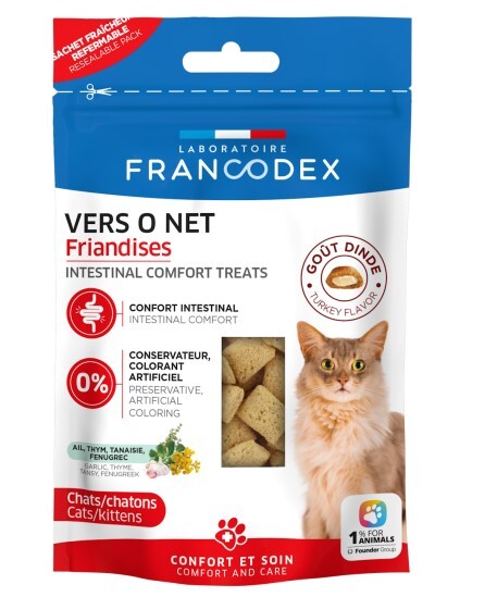 [$100/3包] 法國Francodex 貓用 腸胃舒緩小食65g (火雞味)