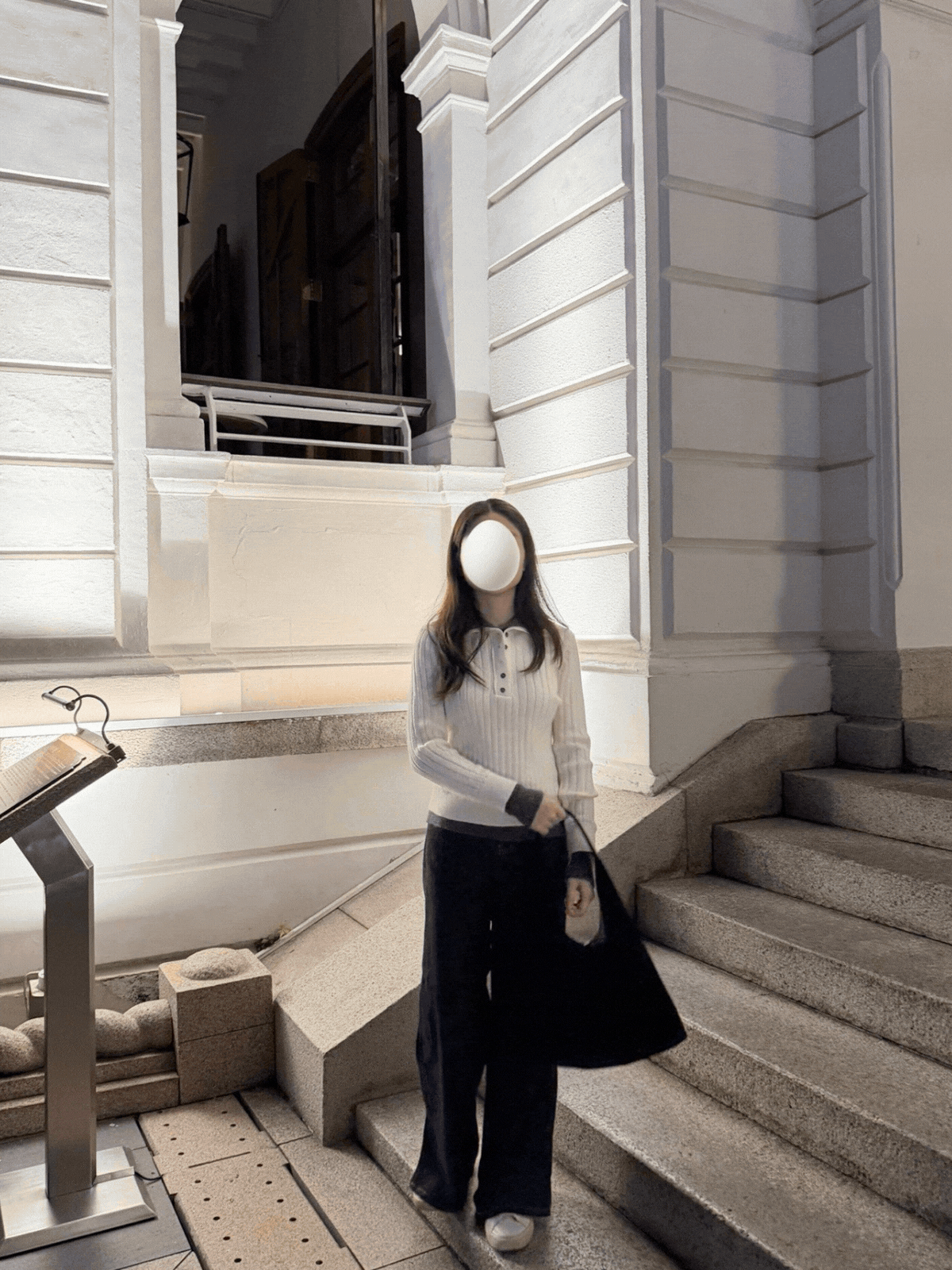 《KR》下開叉原色牛仔長闊褲