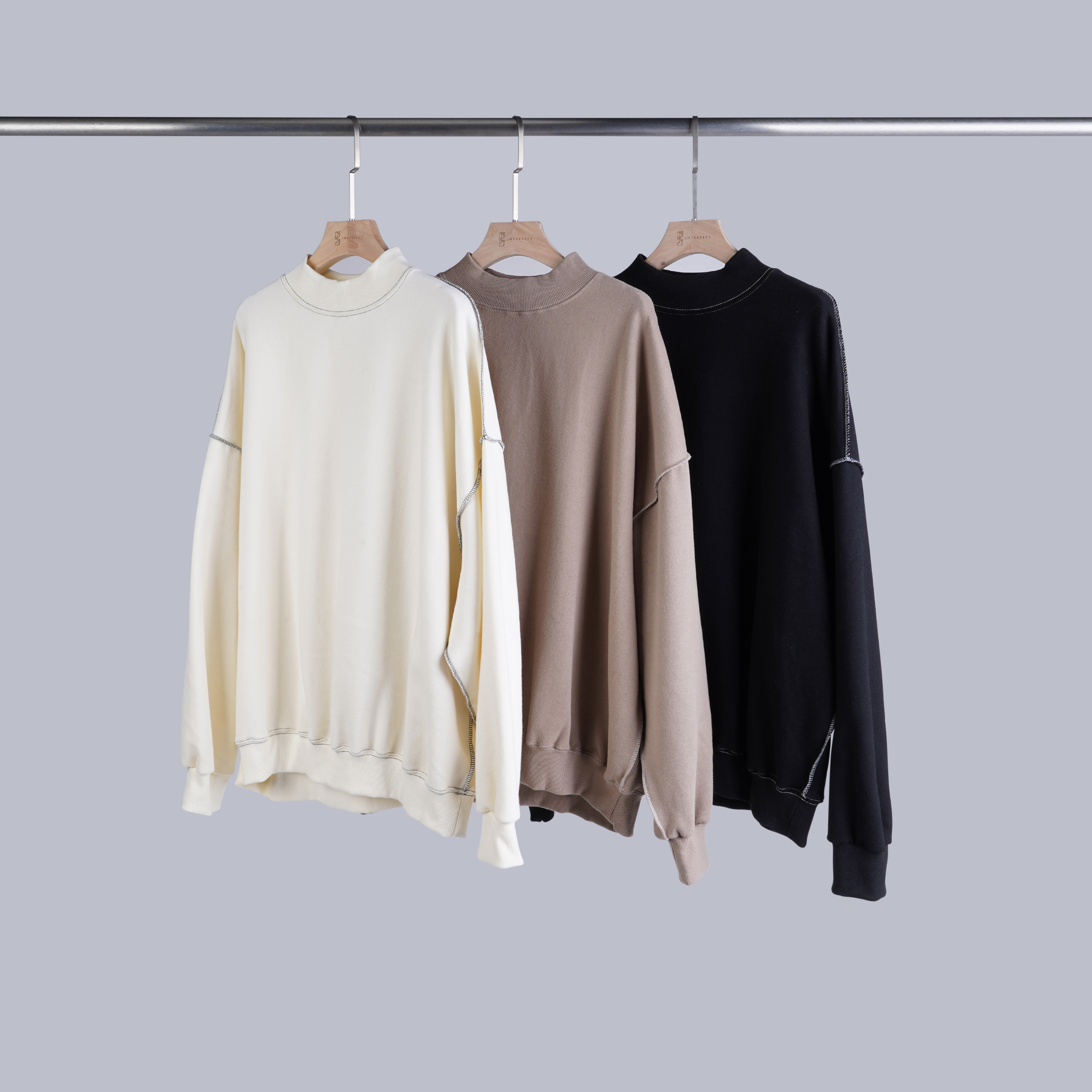 反車線半高領內刷毛上衣 | 3色