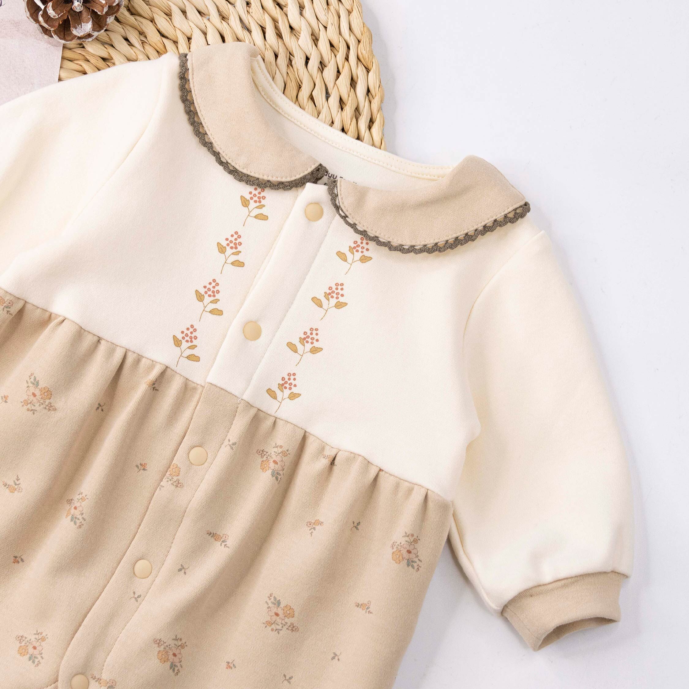 衣拉語【JG5214】優雅花朵舒適棉質連身衣