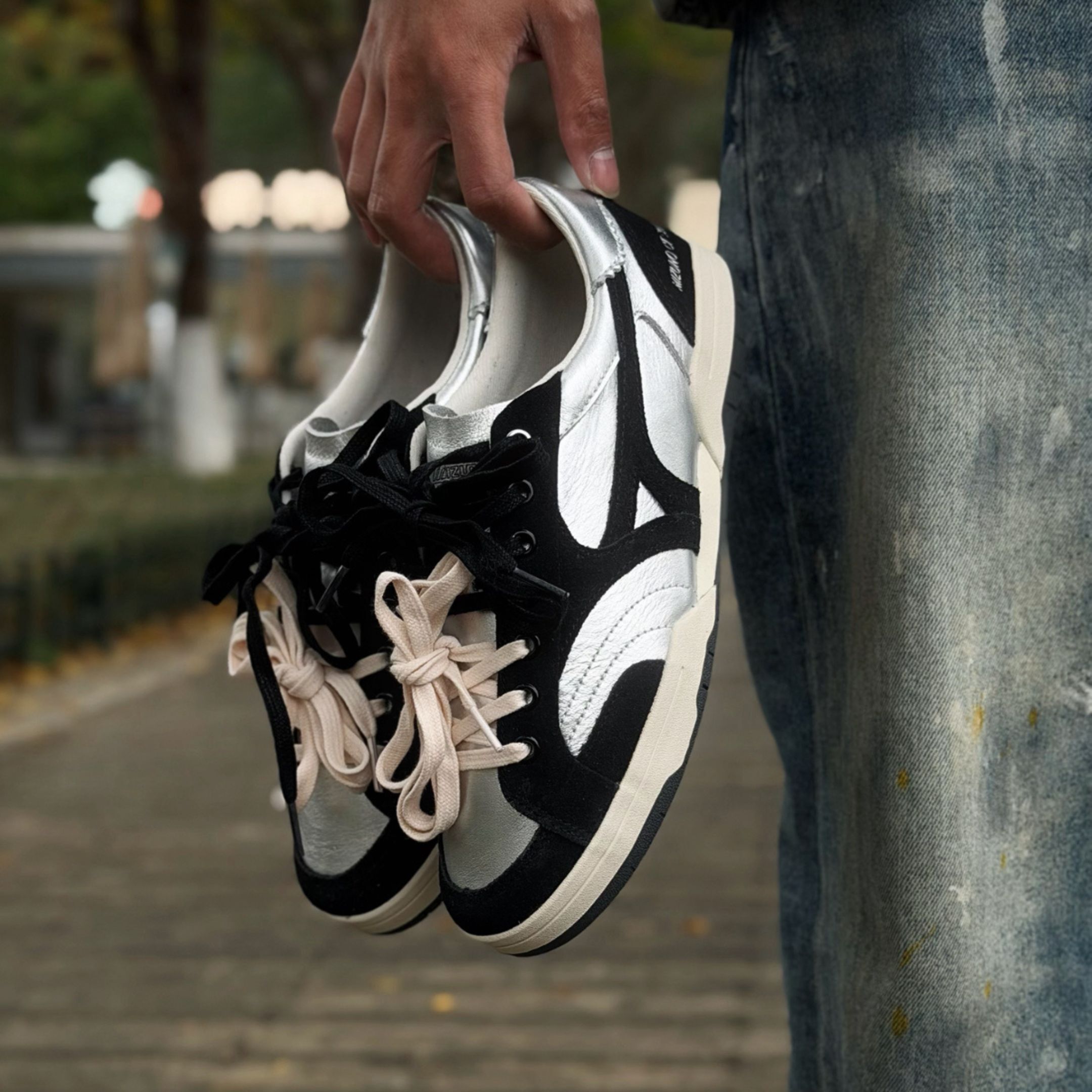 NICEDAY 代購 MIzuno CT Club 米白 銀黑 銀粉 金屬銀 復古 薄底 D1GH261013