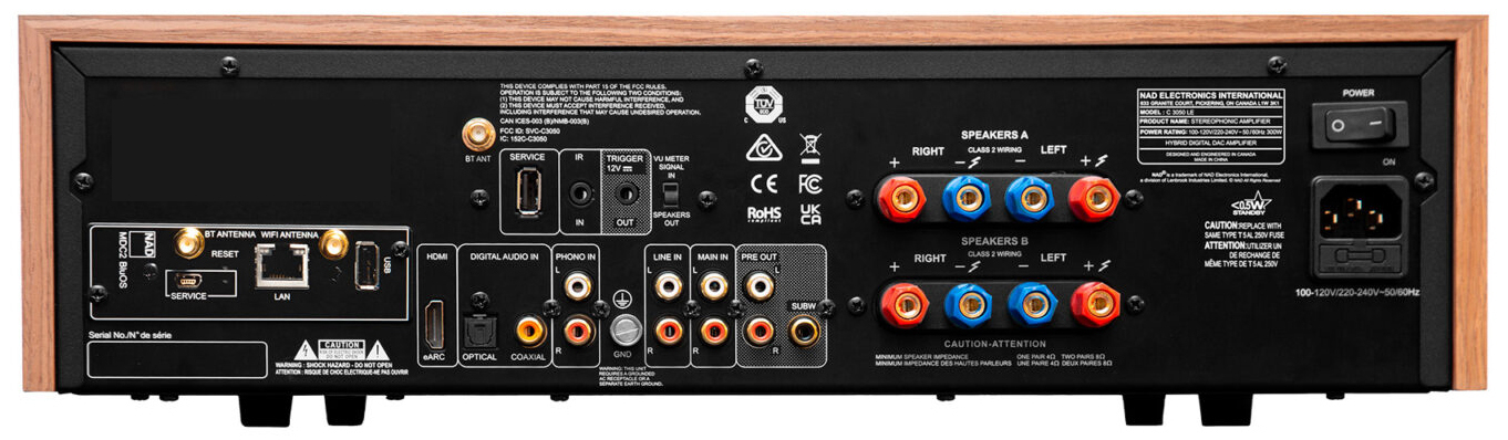 NAD C 3050 背板 HDMI eARC 與端子