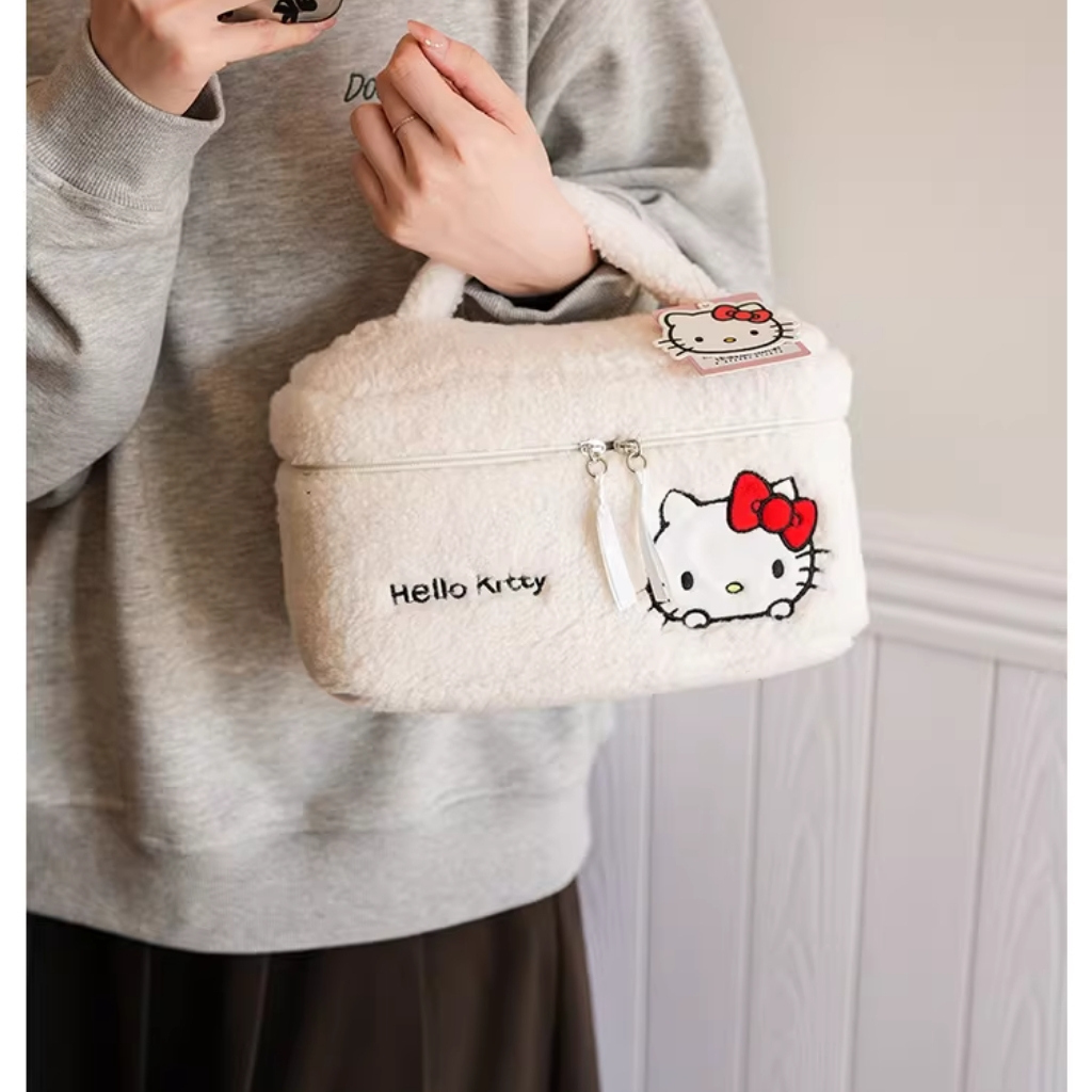 Hello Kitty  Sanrio 毛絨化妝品收納包 化妝包