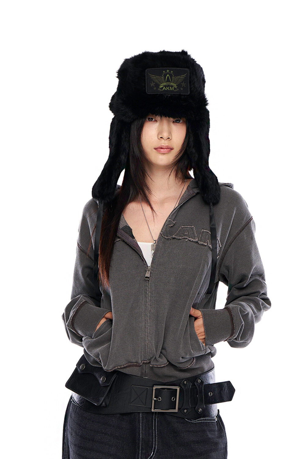 【現貨】Logo Patch Zip-Up Hoodie (Black)