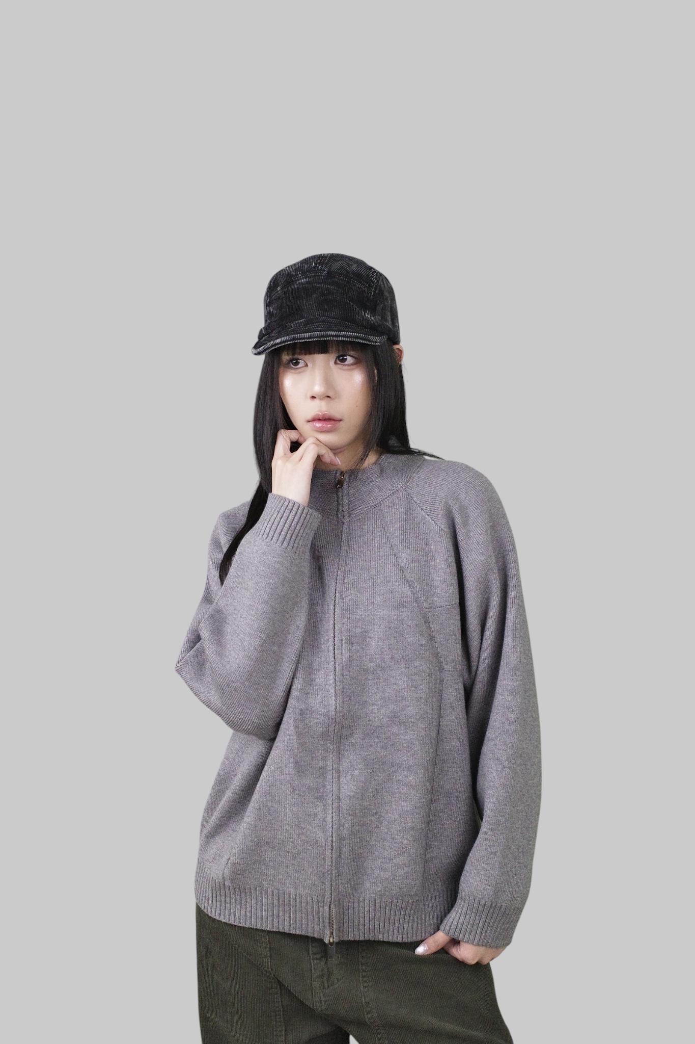 『Always_Good』立領 分割 針織 開襟 毛衣外套