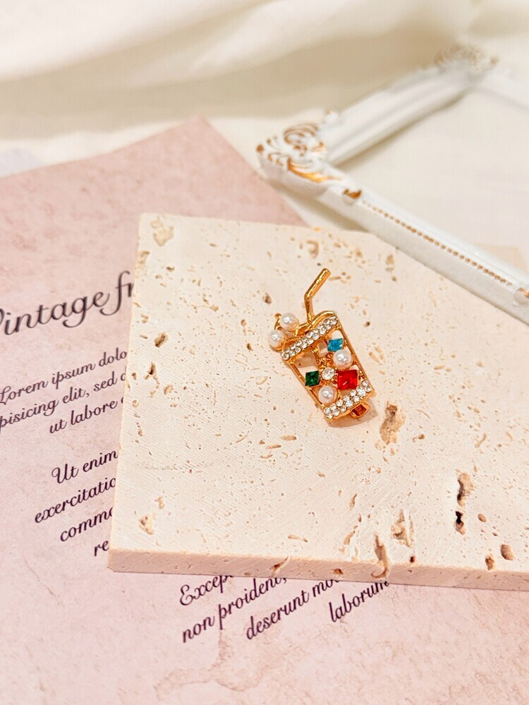 彩鑽珍珠飲料別針