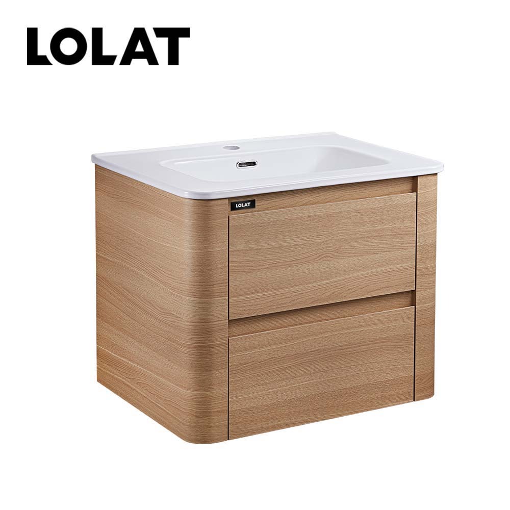 【新品】LOLAT多層實木板雙抽屜浴櫃-橡木色WC206CW010