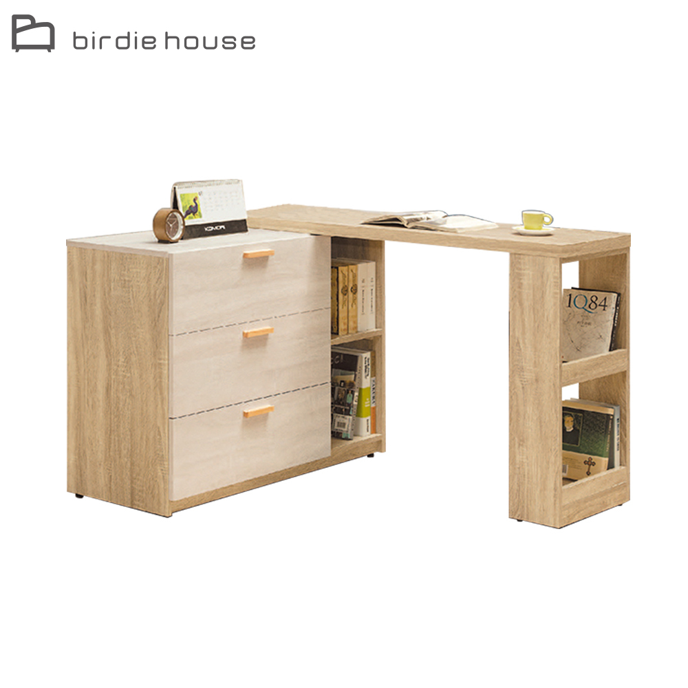 柏蒂家居-席拉4尺多功能伸縮L型書桌/收納餐櫃組合(置物櫃+工作桌面架)