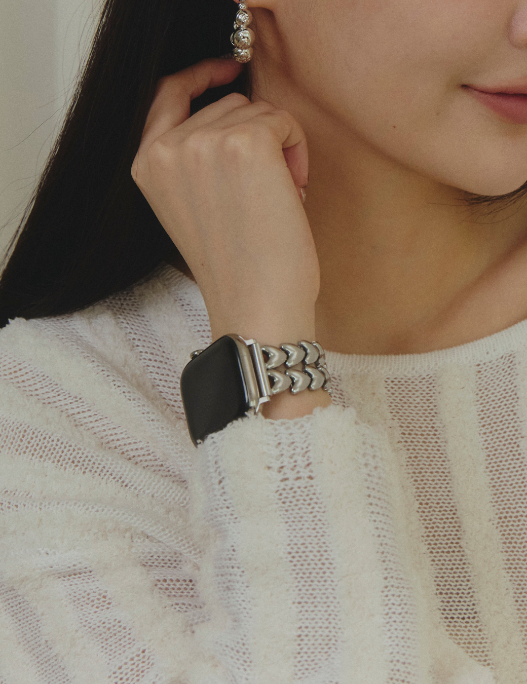 Apple Watch 輕奢立體心型錶帶（銀色）