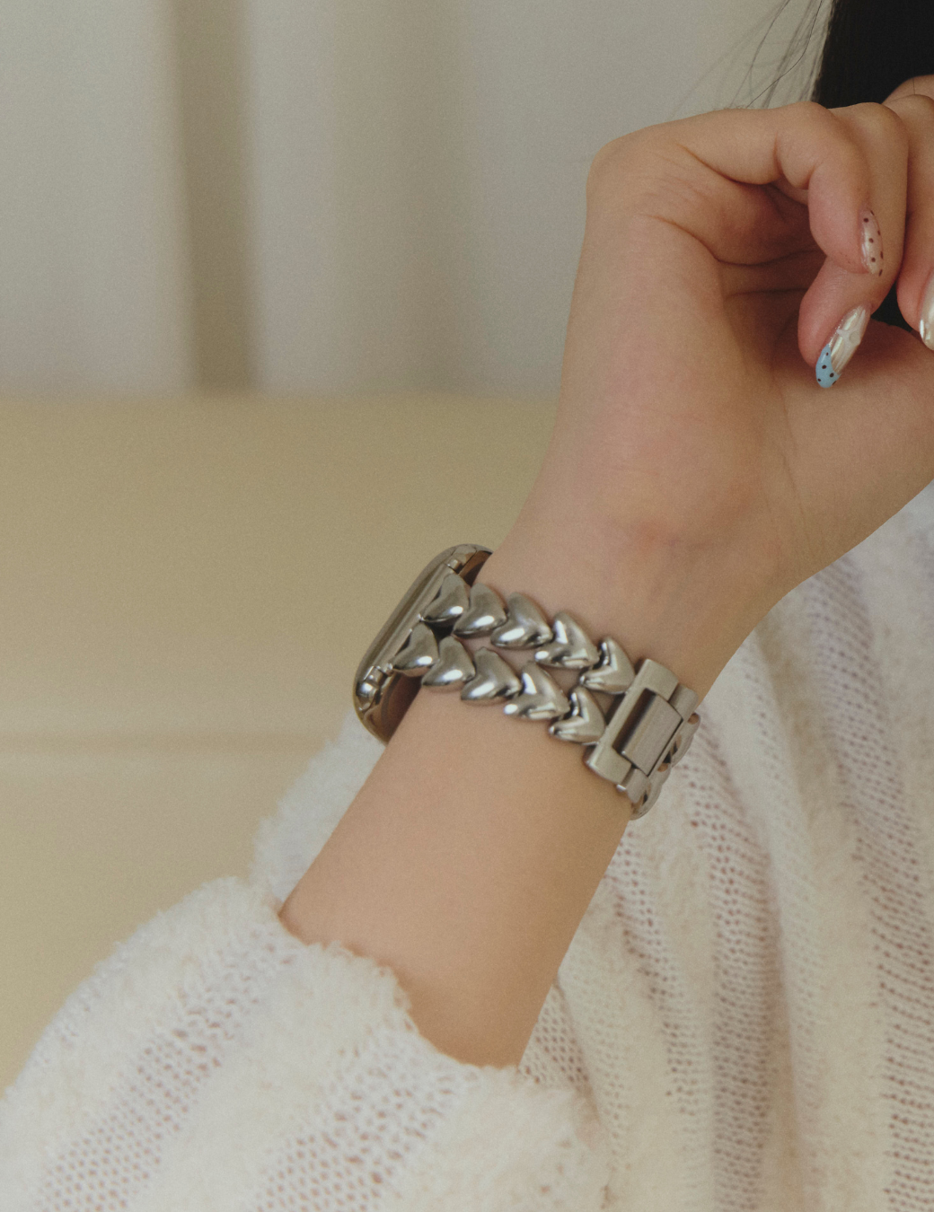 Apple Watch 輕奢立體心型錶帶（銀色）