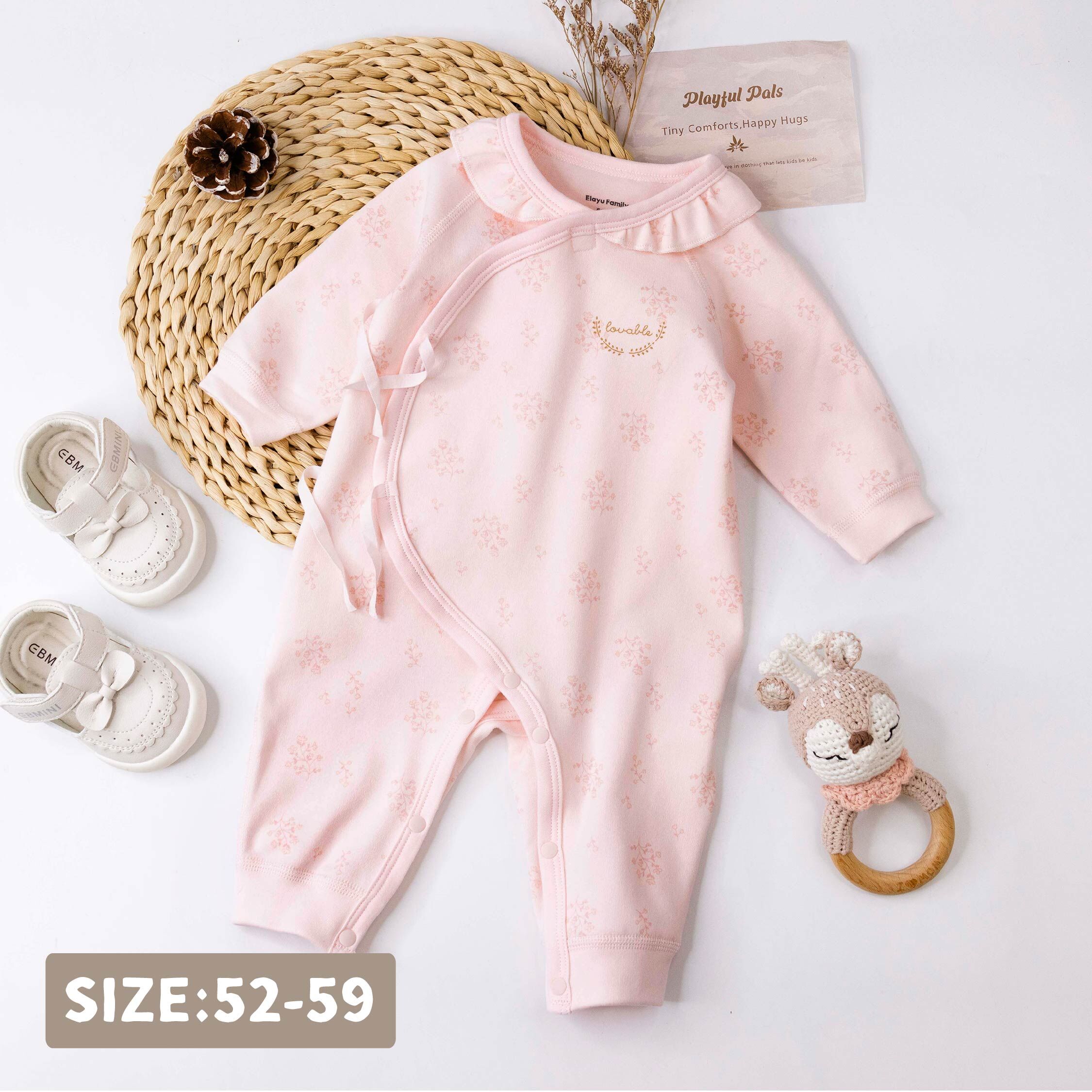 衣拉語【JG5216】優雅小花荷葉領開襟式連身衣