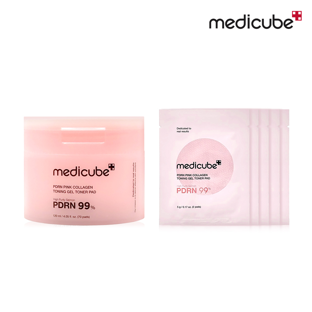 Medicube PDRN 粉紅膠原凝膠爽膚棉組 (70片+10片)