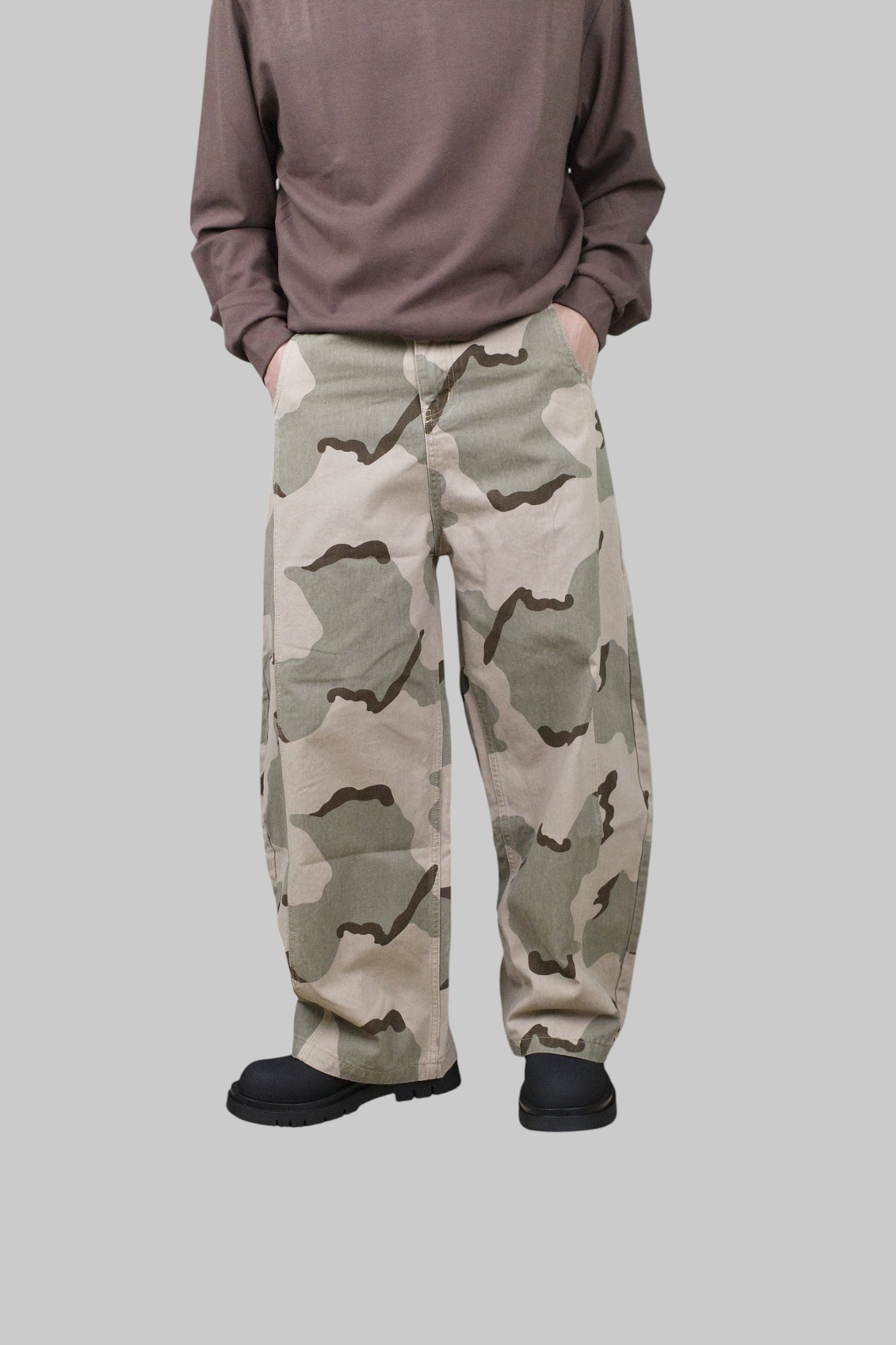 『Always_Good』沙漠迷彩 闊腿 彎刀 落地 長褲