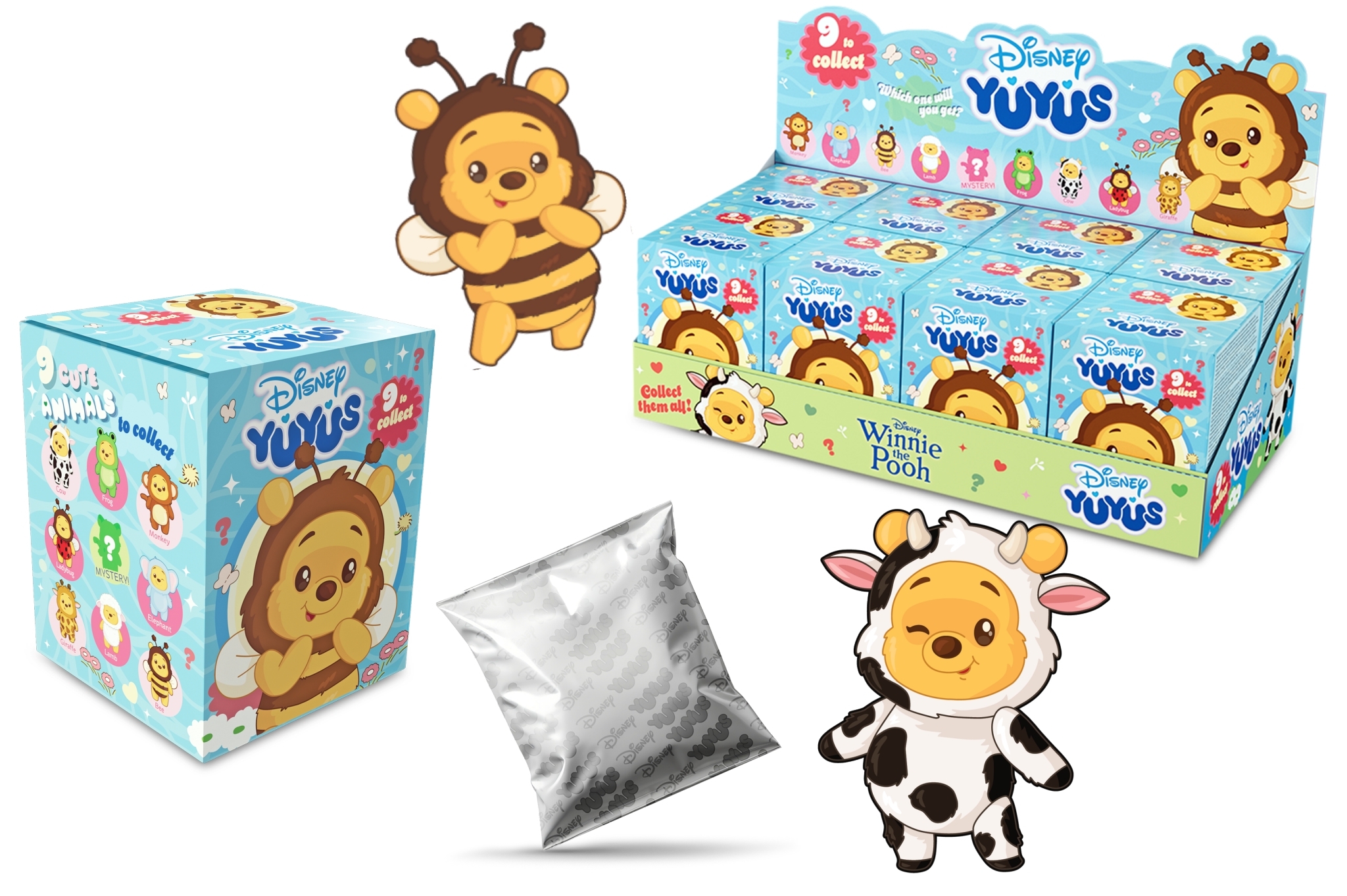 迪士尼YuYus絨毛吊飾盲盒-小熊維尼(隨機出貨)