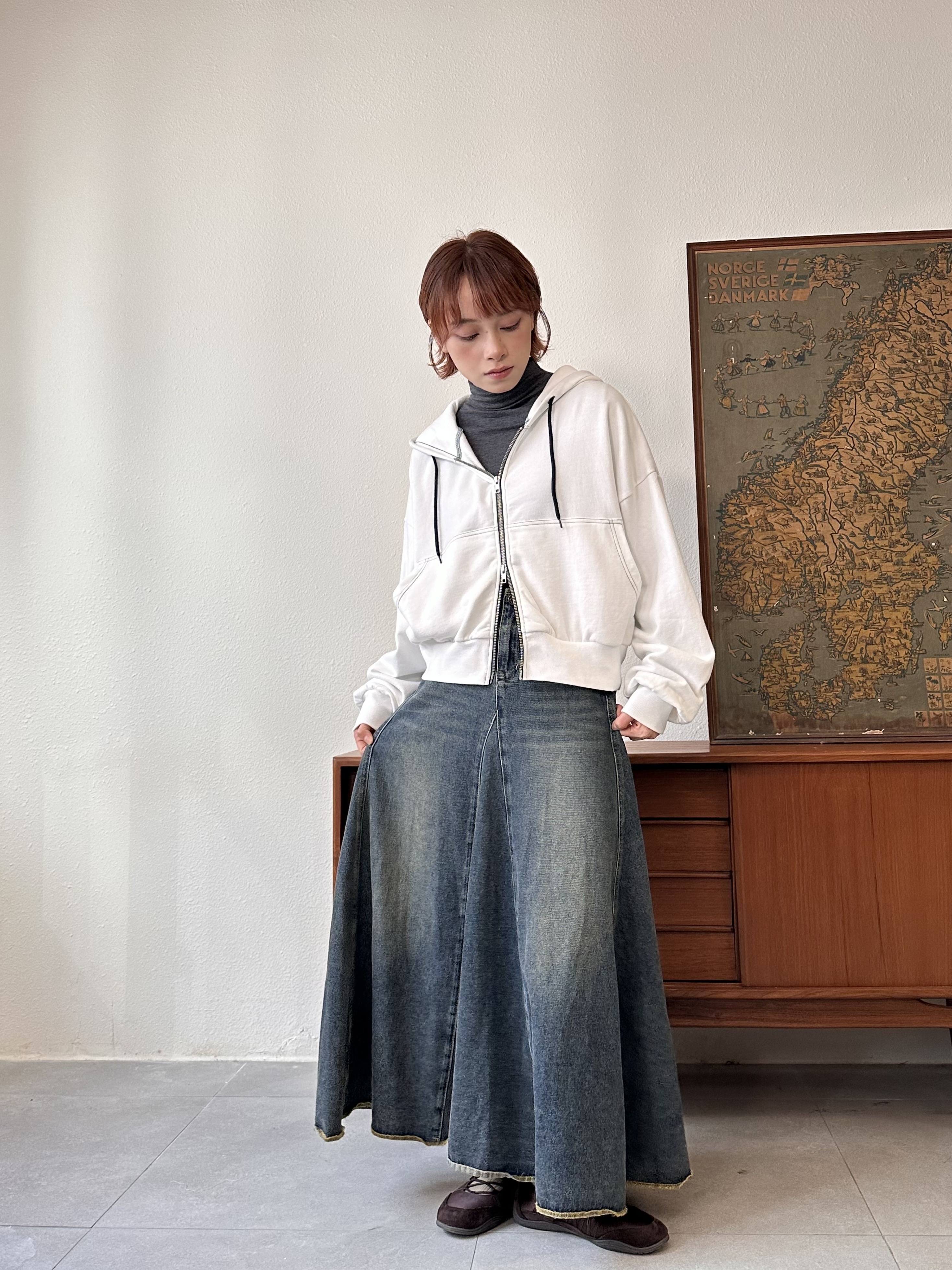 雙頭拉鏈zip-up hoodie - JK61969