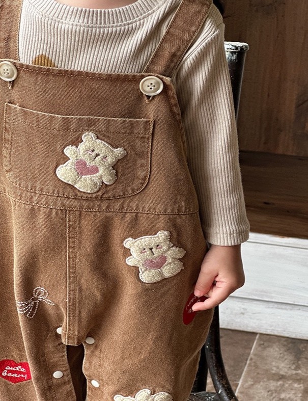 可愛小熊吊帶褲