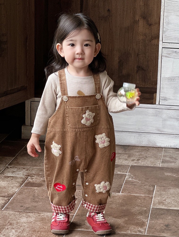 可愛小熊吊帶褲