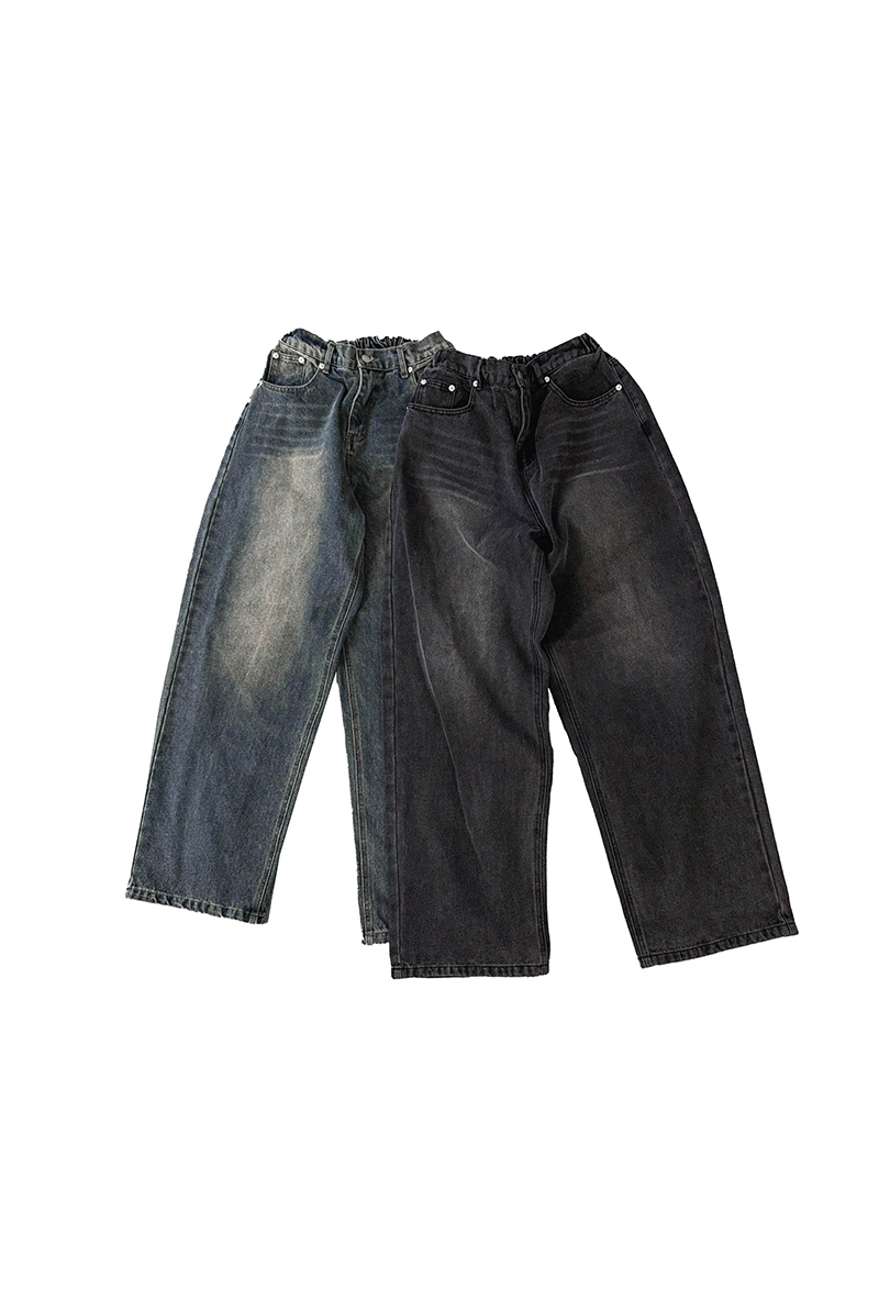 彈性腰圍水洗牛仔褲