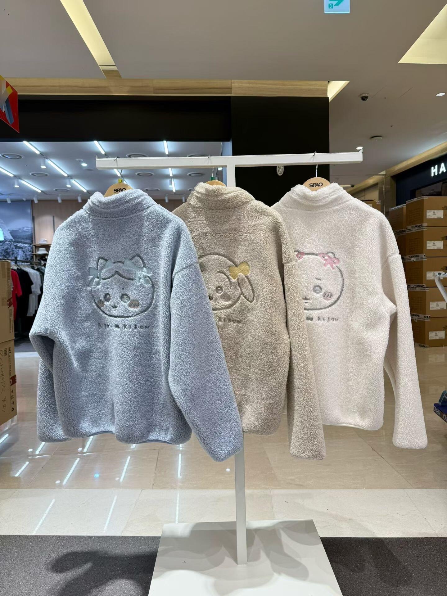 【預購】韓國 SPAO x Chiikawa 吉伊卡哇 聯名 烏薩奇 吉伊 小八貓 羊羔毛 毛茸茸 蝴蝶結 刺繡 外套