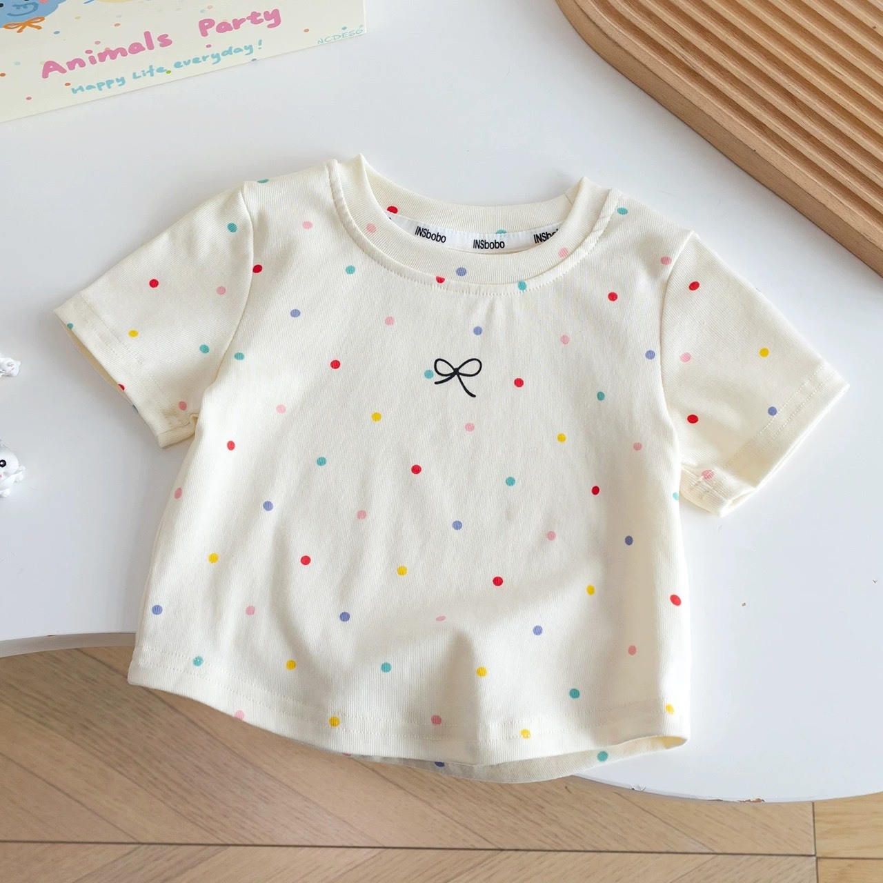 彩色小圓點短袖上衣