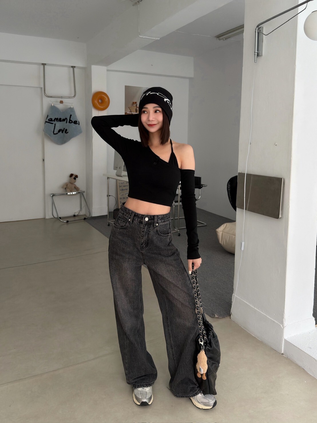 斜肩假兩件繞脖BRATOP