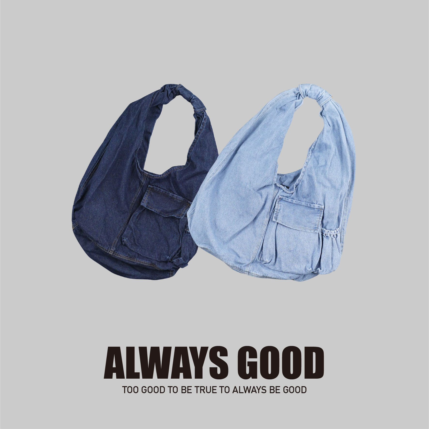 『Always_Good』牛仔布 大容量 單肩包