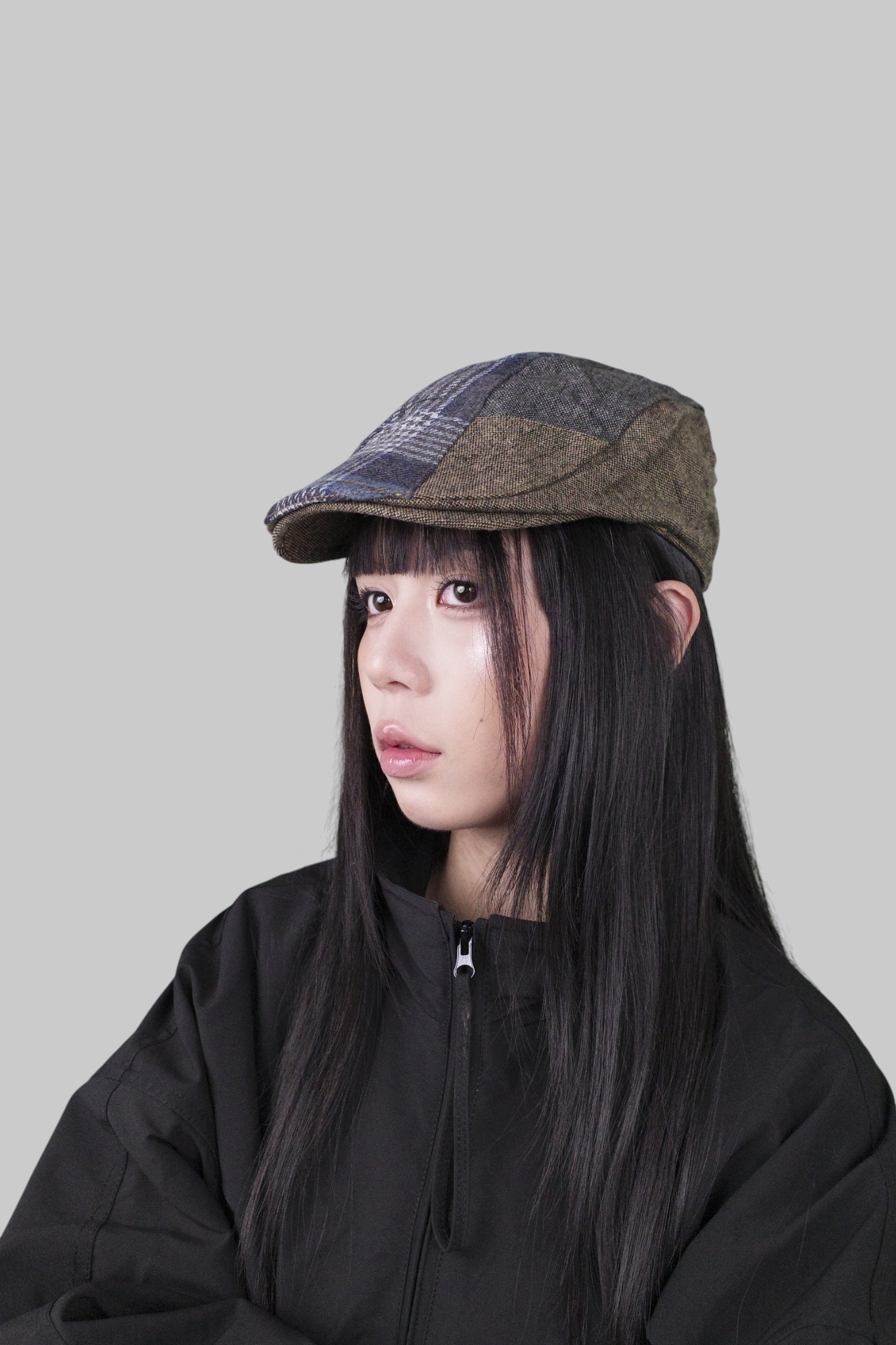 『Always_Good』拼接 格紋 刺繡 小偷帽