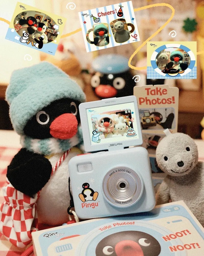 KTQ STORE ‧ Pingu 企鵝家族 CCD相機 翻轉 禮盒 可愛濾鏡 天空藍 復古 / 預購