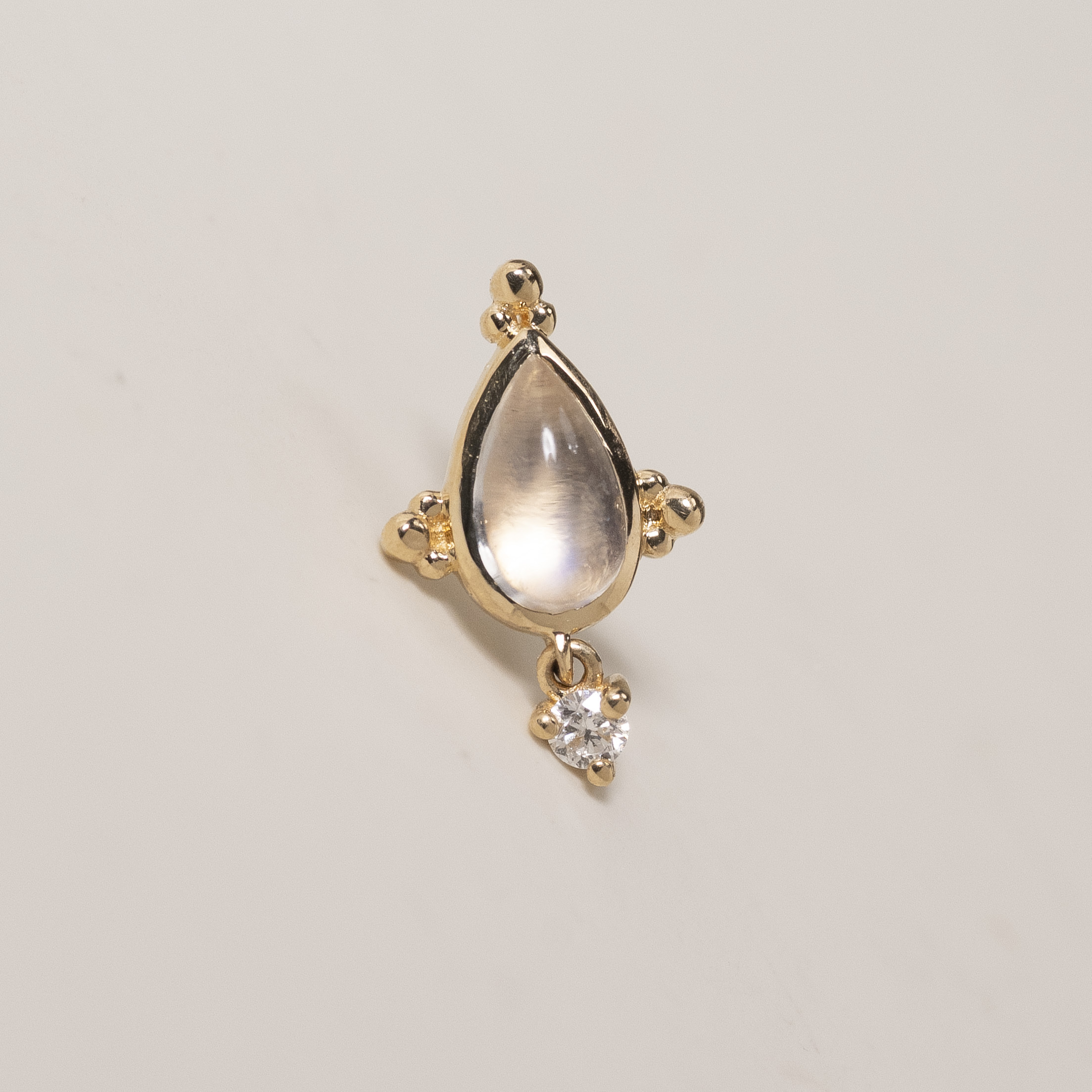 18K Moonstone Diamond  Single pc earring