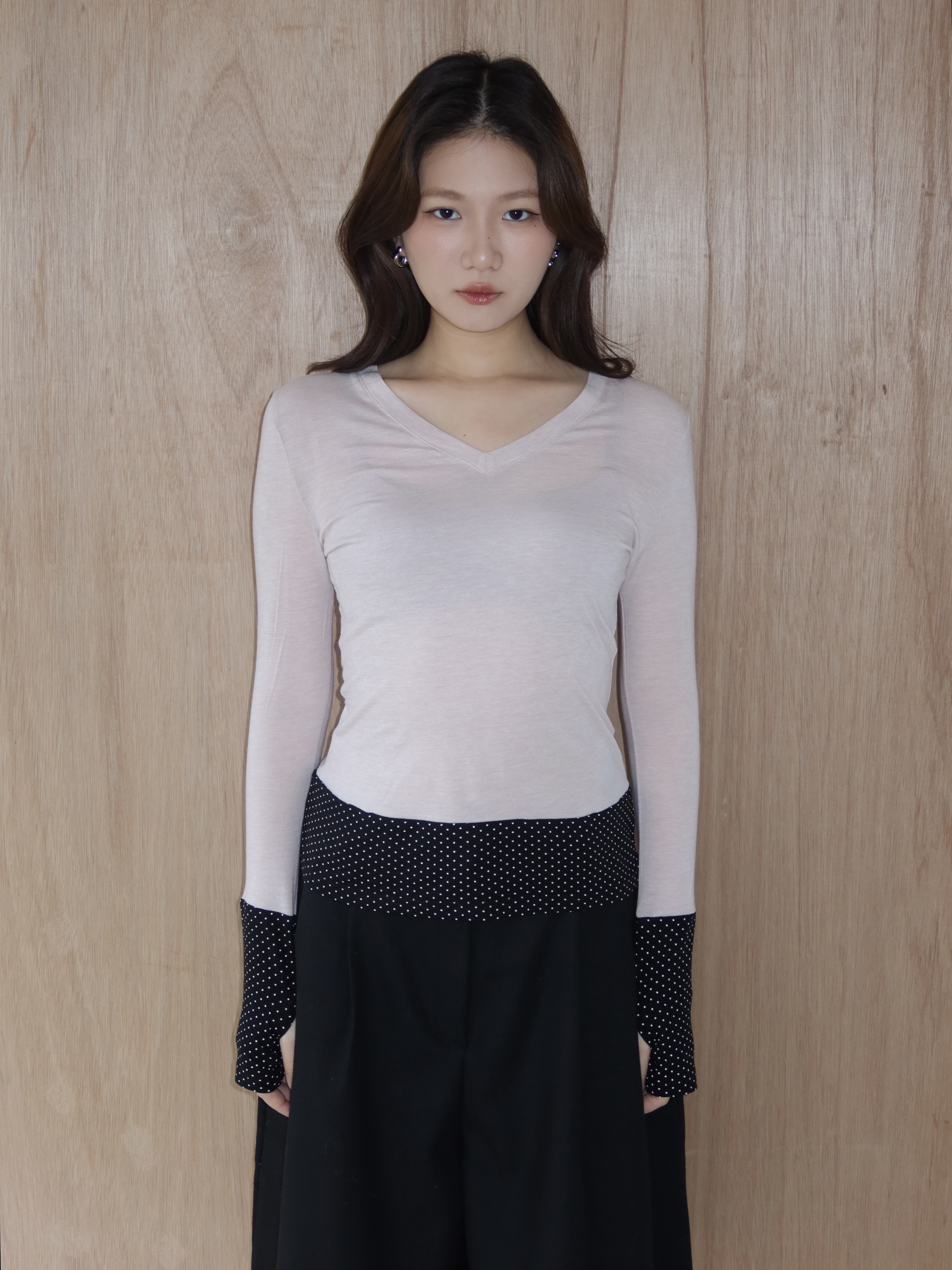 [made by 9NA] dot sleeve top- pink