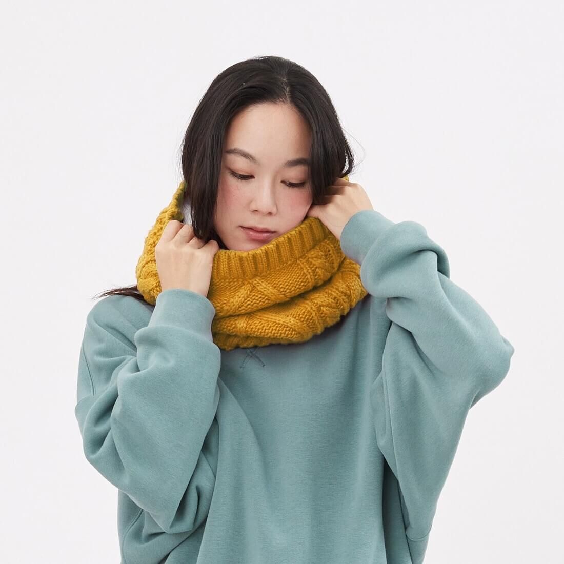 Lulu麻花抓毛絨保暖脖圍/向日葵黃