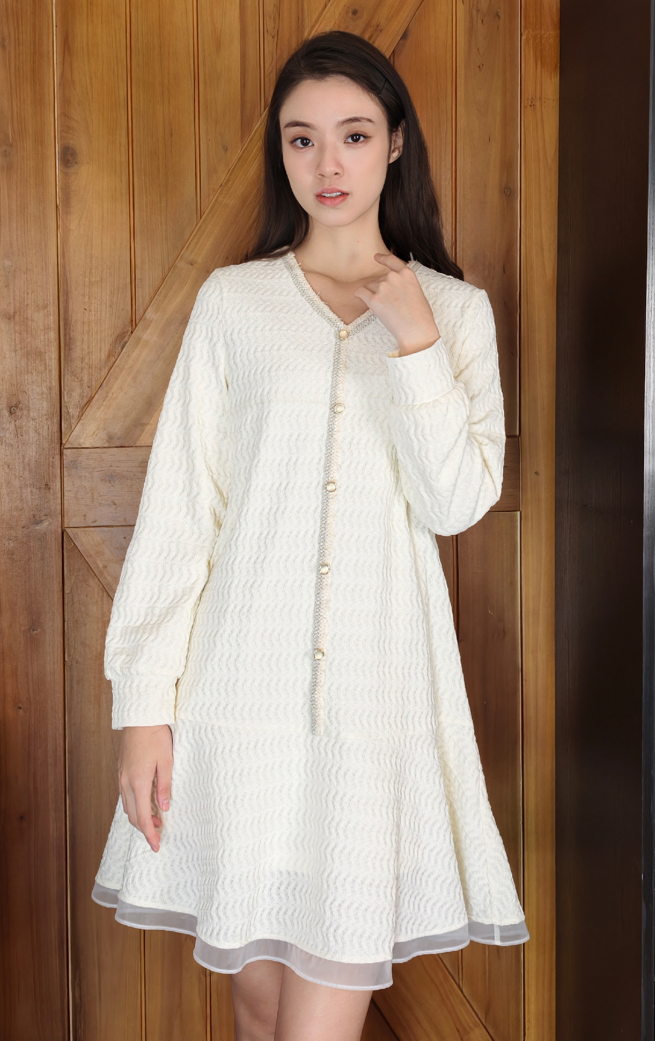 V-neck Knit A-line Skirt OP0585